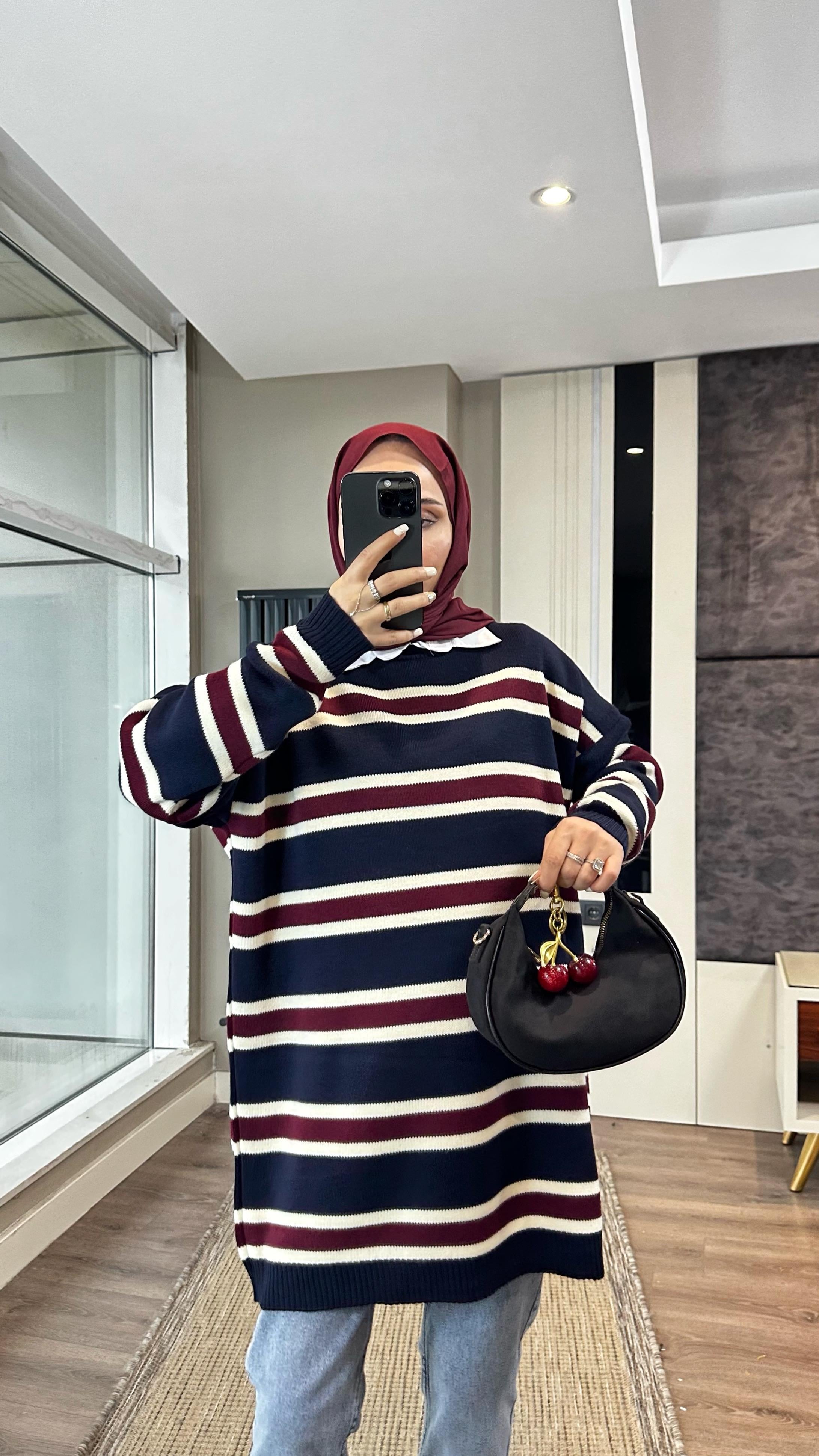 Çizgili Tunik Lacivert DubaiShowroomDIŞ GİYİM09390
