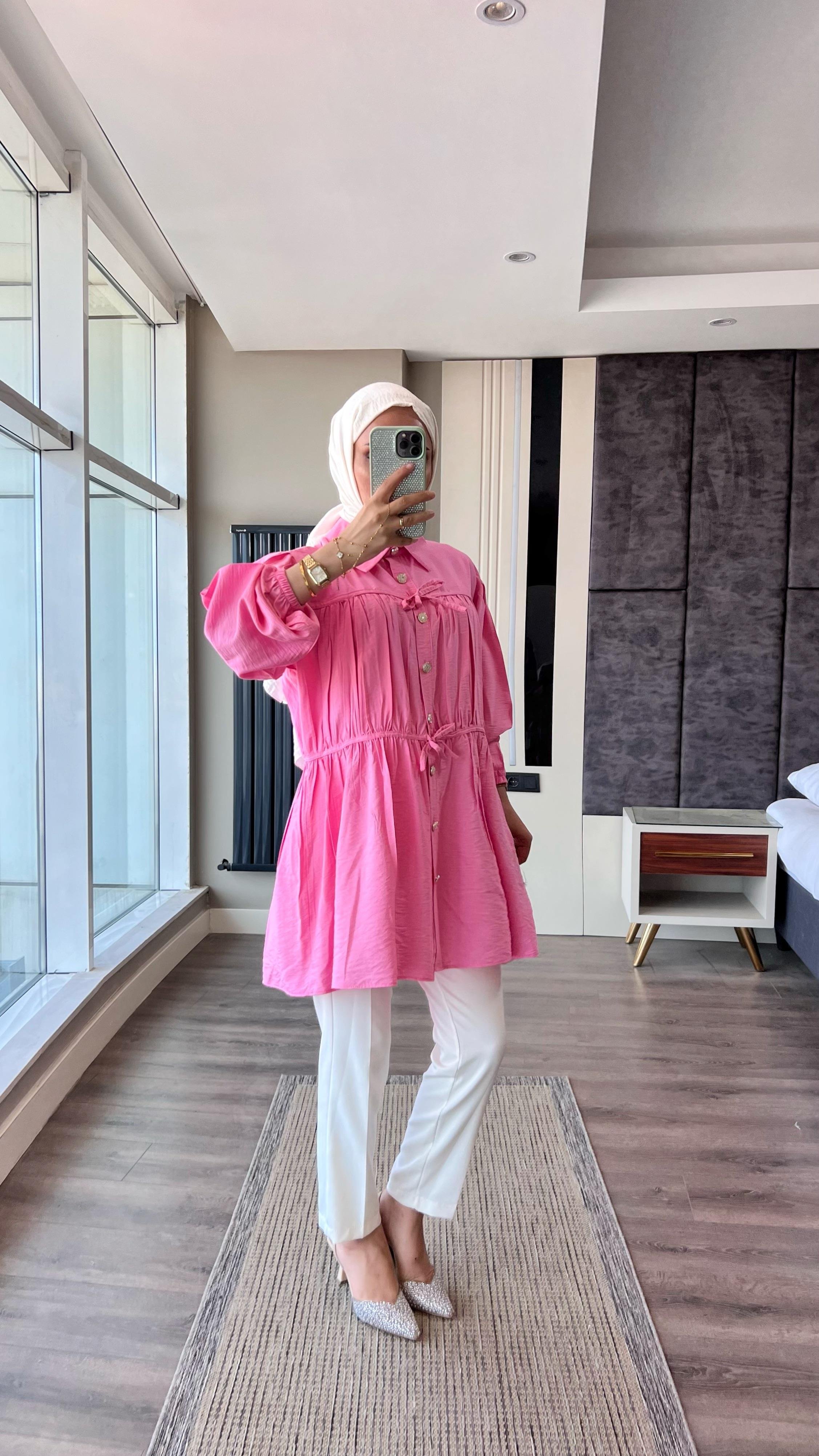 Modal Tunik PembeDubaiShowroomÜST GİYİM02410-PMB