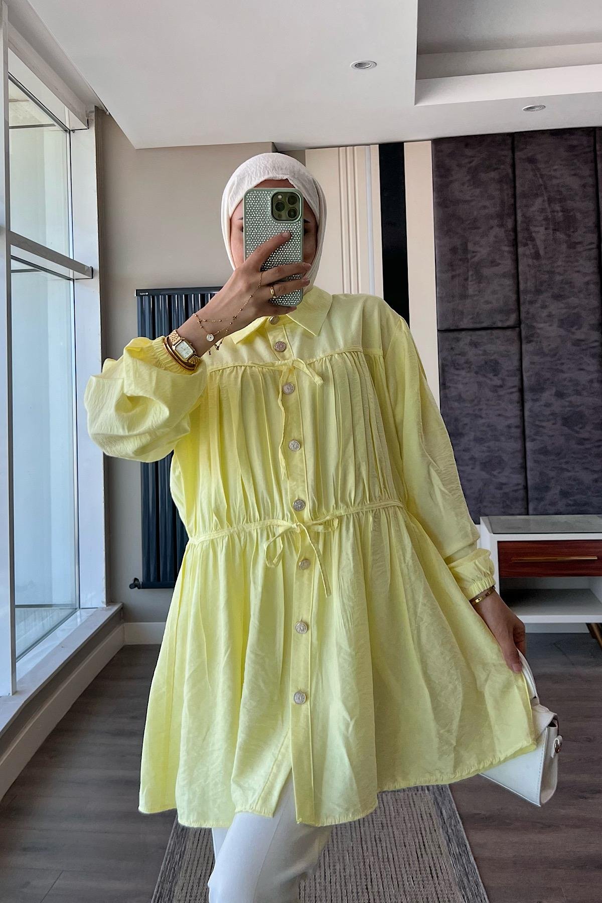 Modal Tunik SarıDubaiShowroomÜST GİYİM02410-SR