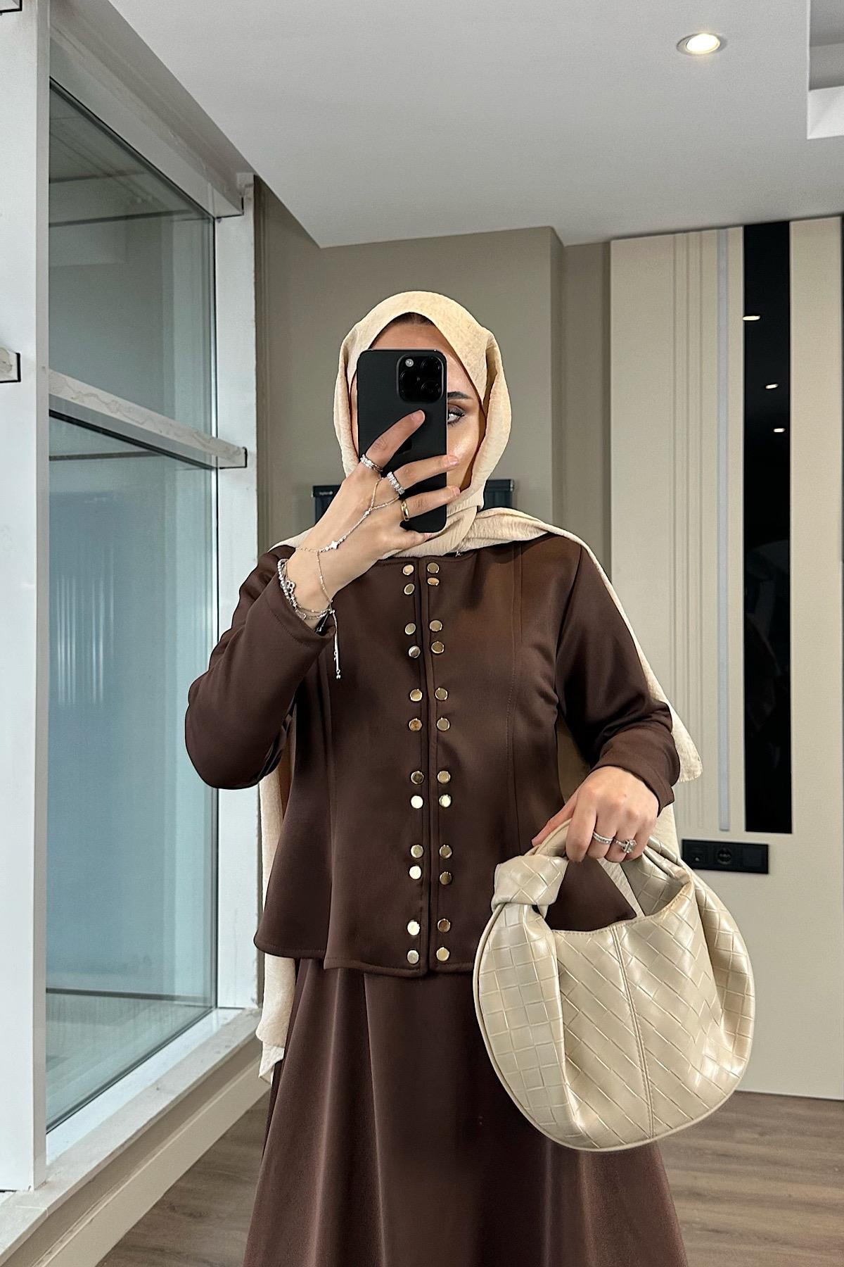 Skuba Etekli Takım Kahverengi DubaiShowroomTAKIM01034