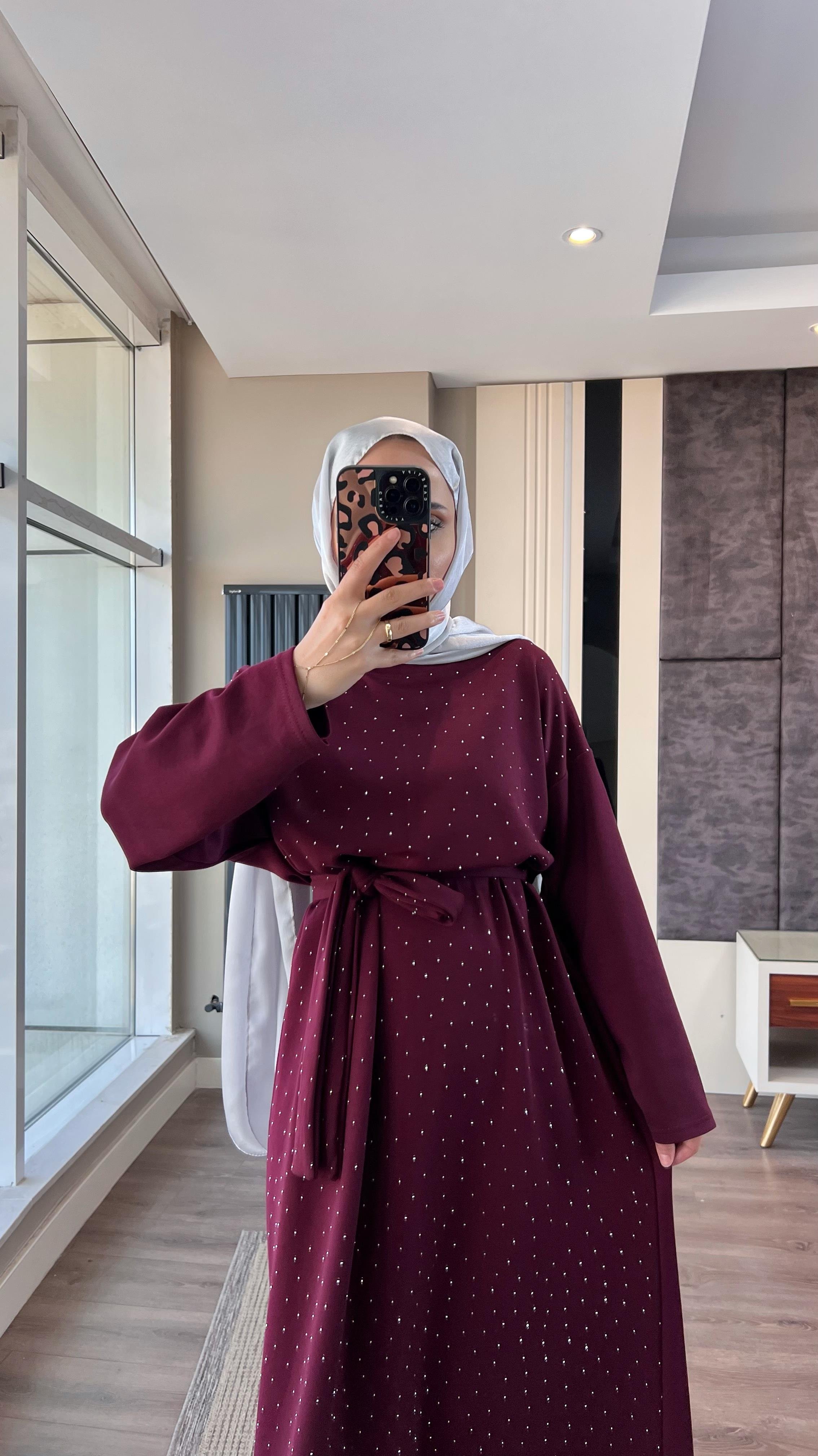 Taşlı Oysho Elbise BordoDubaiShowroomELBİSELER11022