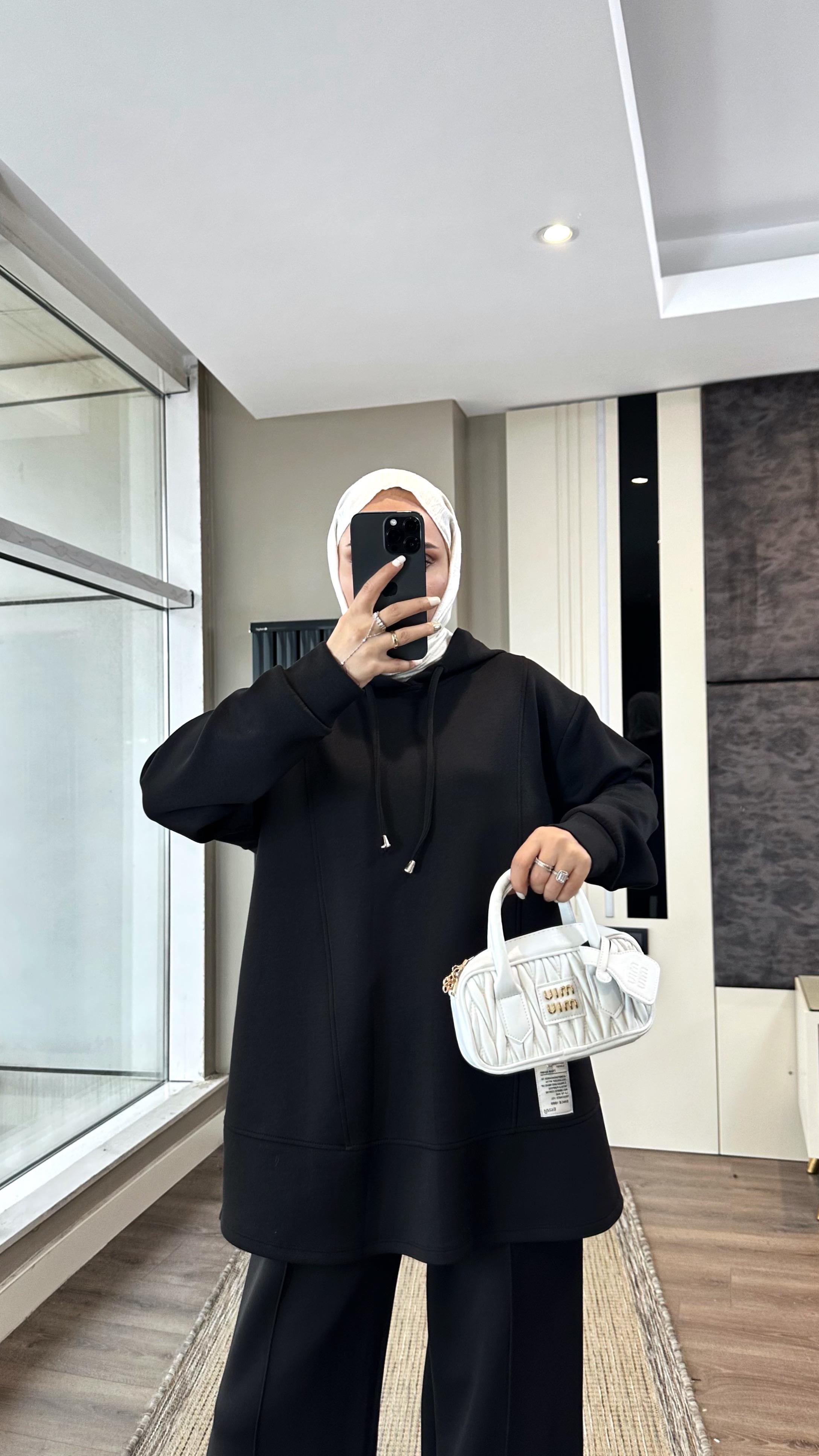 Kapüşonlu Takım SiyahDubaiShowroomTAKIM43003-SYH