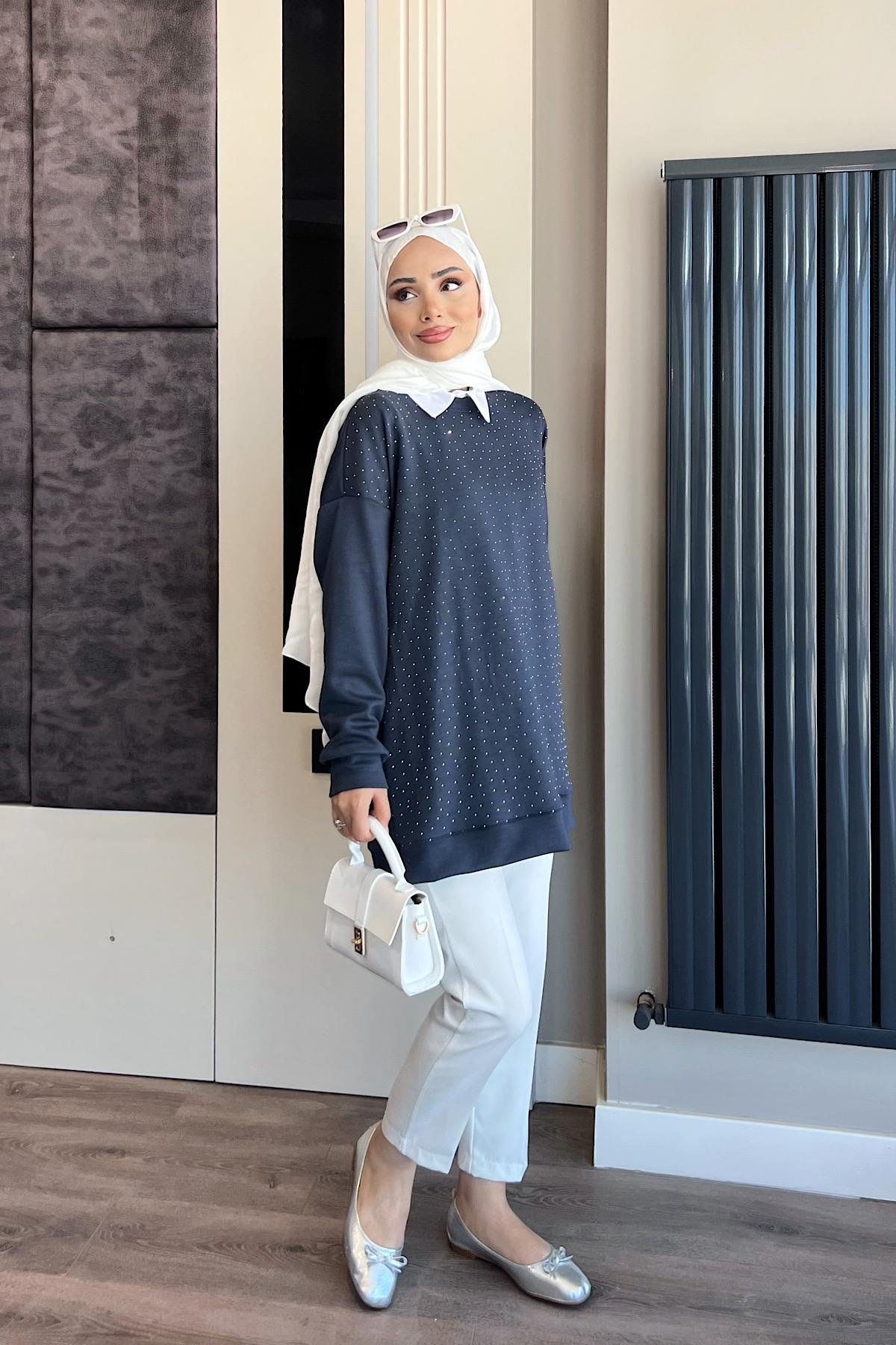 Oysho Kumaş Taşlı Sweat FümeDubaiShowroomSWEAT08005