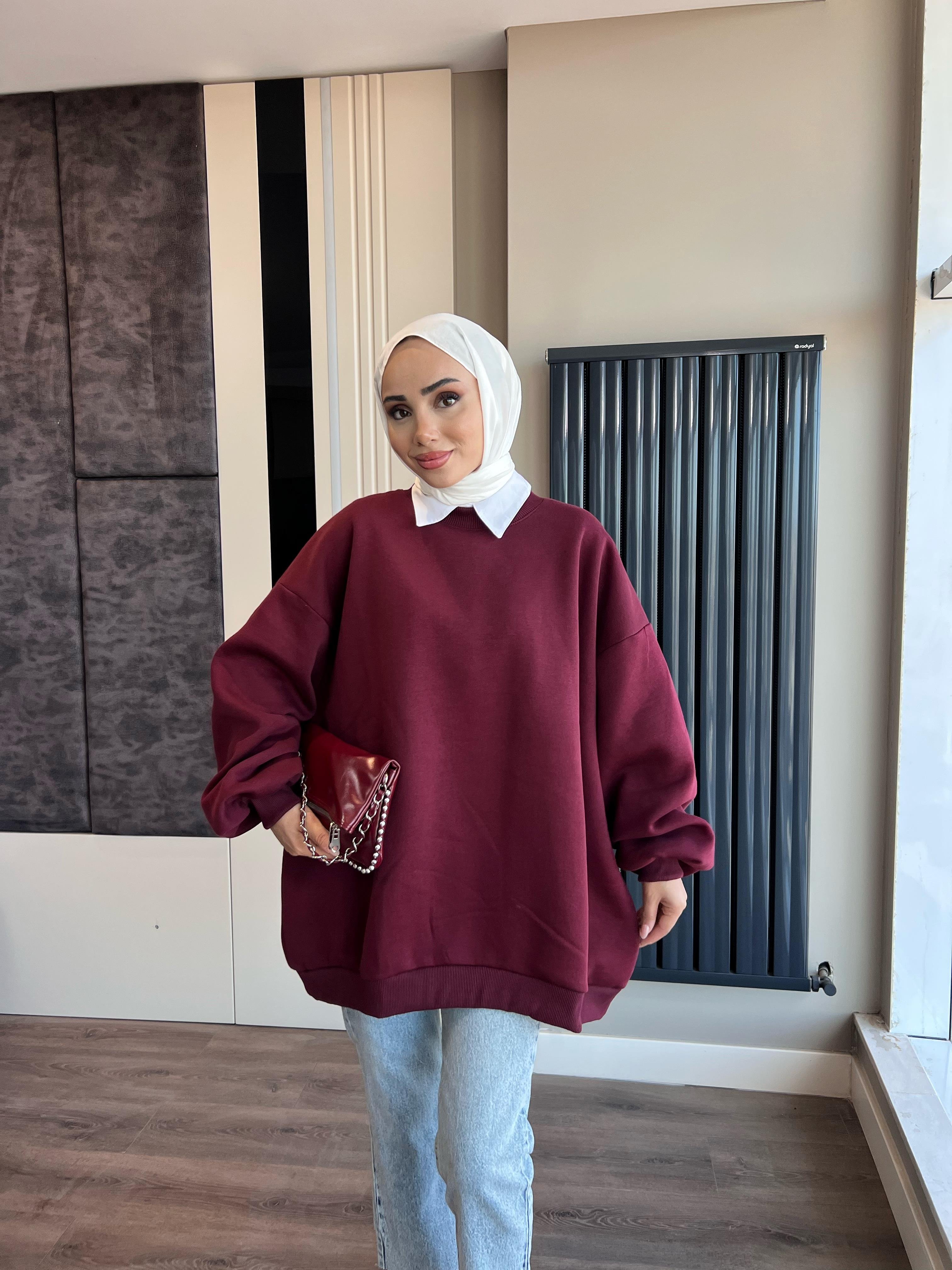 Üç İplik Kumaş Sweat  BordoDubaiShowroomSWEAT30890BRDO