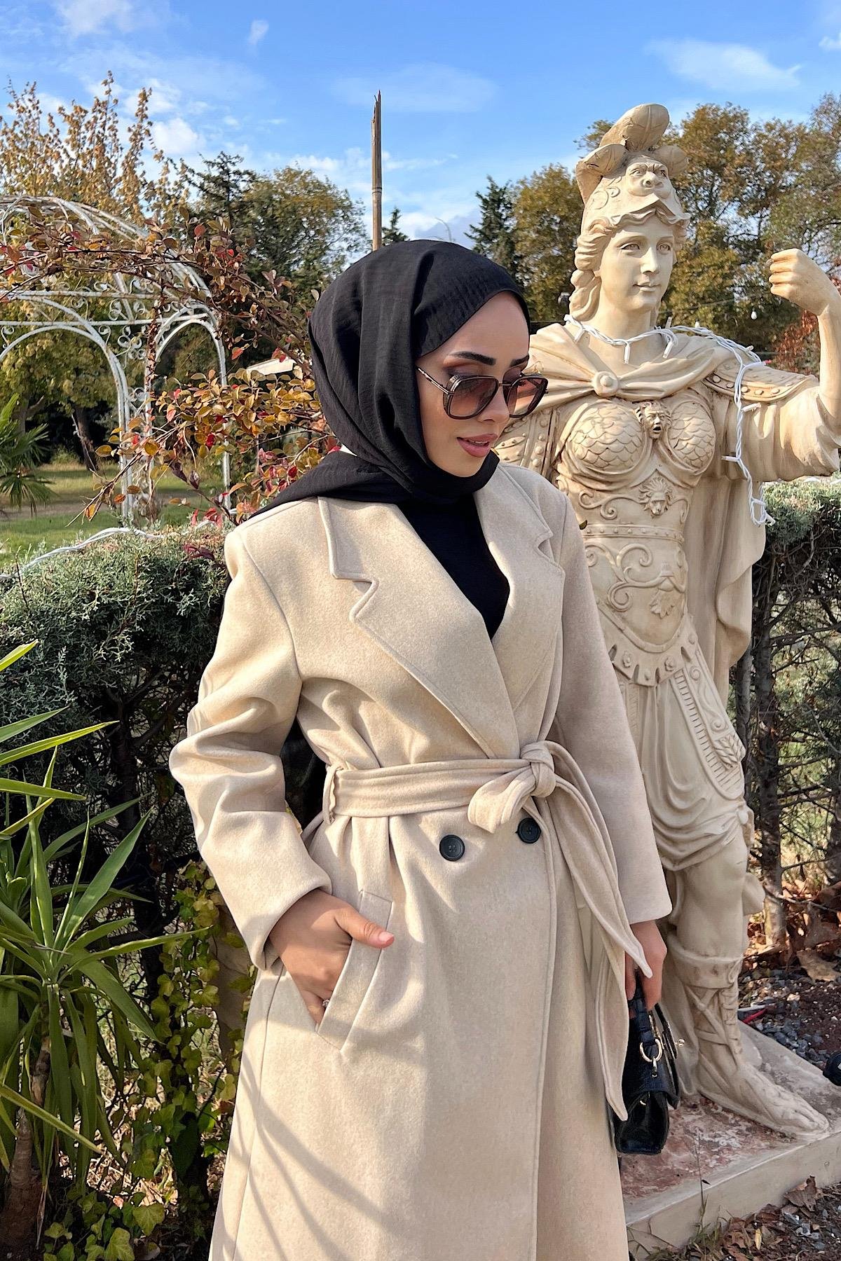 Astarlı Kaşe Kaban BejDubaiShowroomDIŞ GİYİM03056