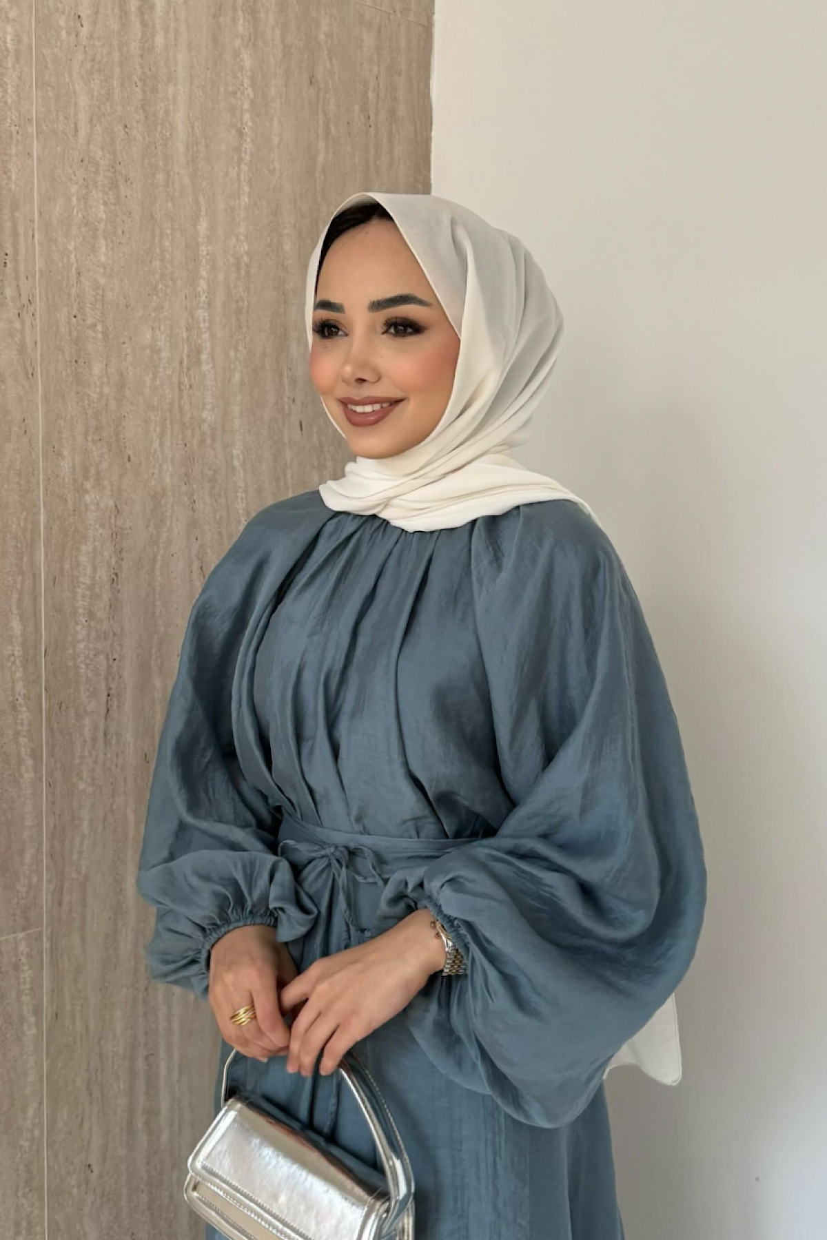 Balon kol Üçlü Etekli Takım PetrolDubaiShowroomTAKIM23831