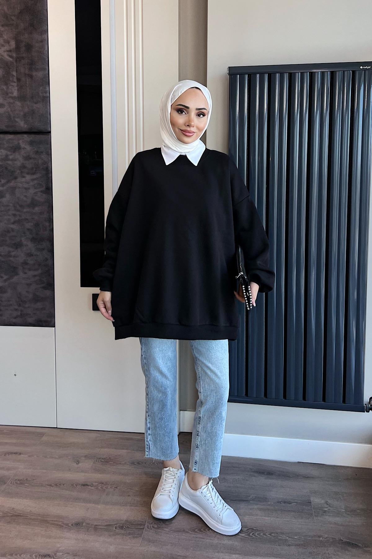 Üç İplik Kumaş Sweat  SiyahDubaiShowroomSWEAT30890BRDO