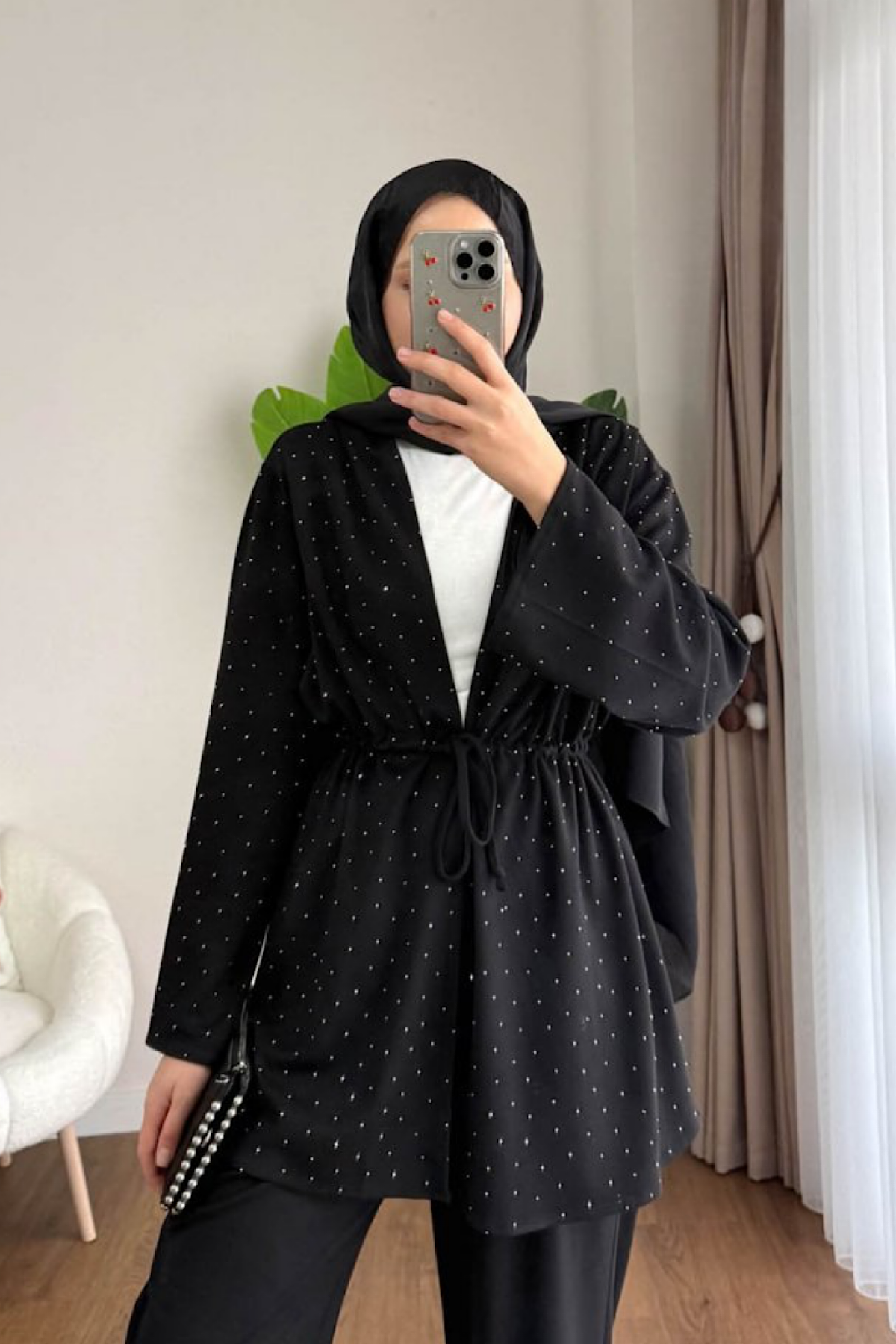 Taşlı İkili Oysho Takım SiyahDubaiShowroomTAKIM05665
