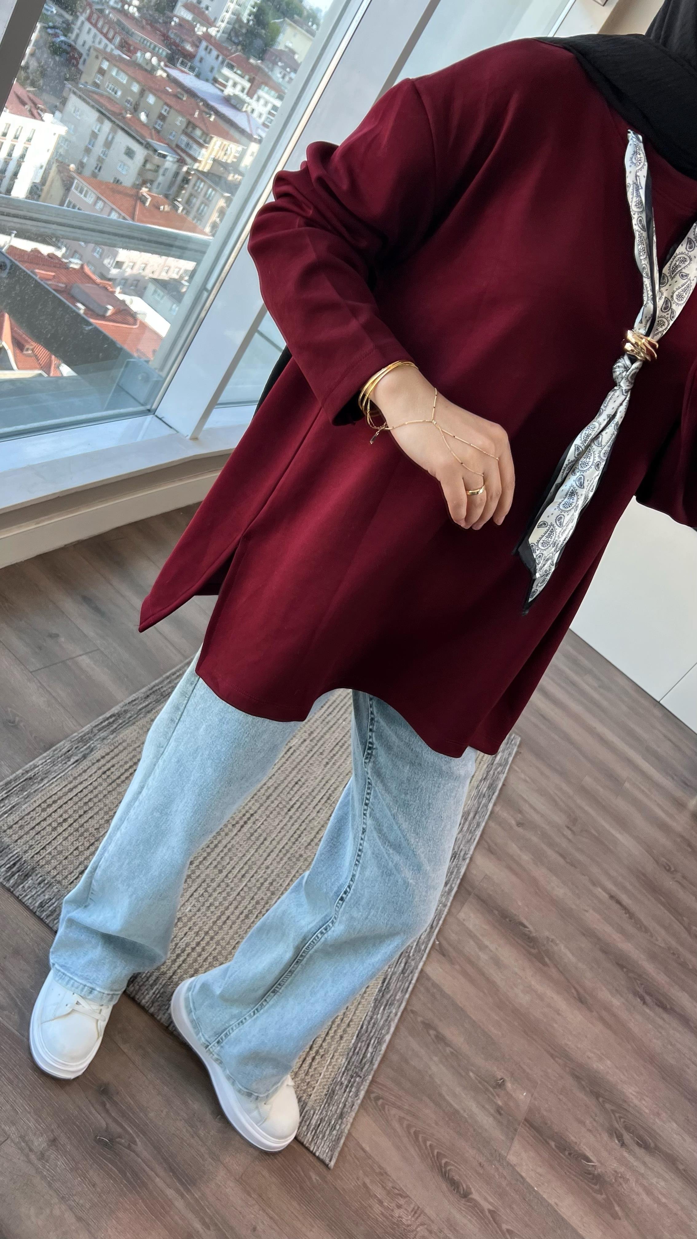 Fularlı Oysho Swaet BordoDubaiShowroomÜST GİYİM97970