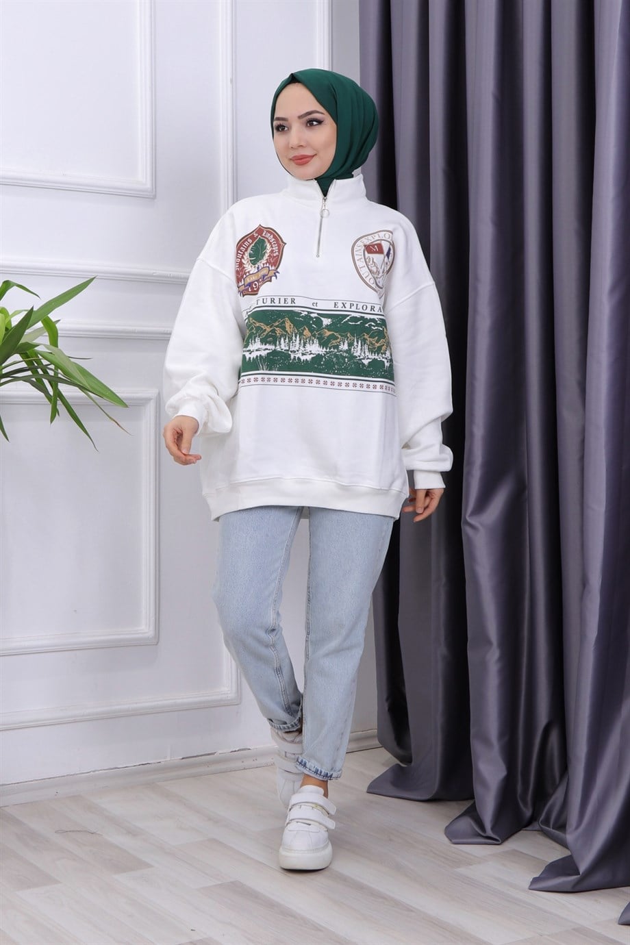 FERMUAR DETAY ŞARDONLU SWEAT