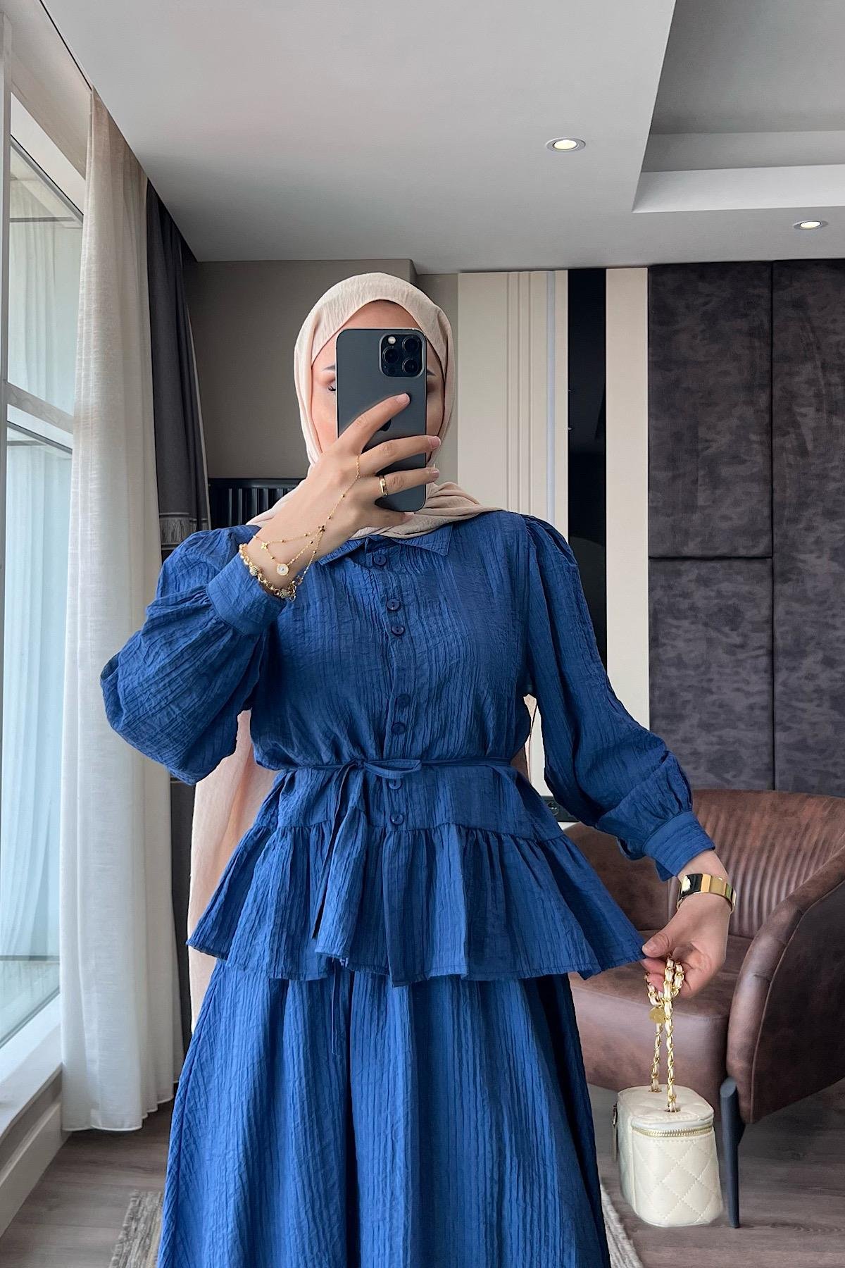 Begonya etekli Takım İndigoDubaiShowroomTAKIM09878