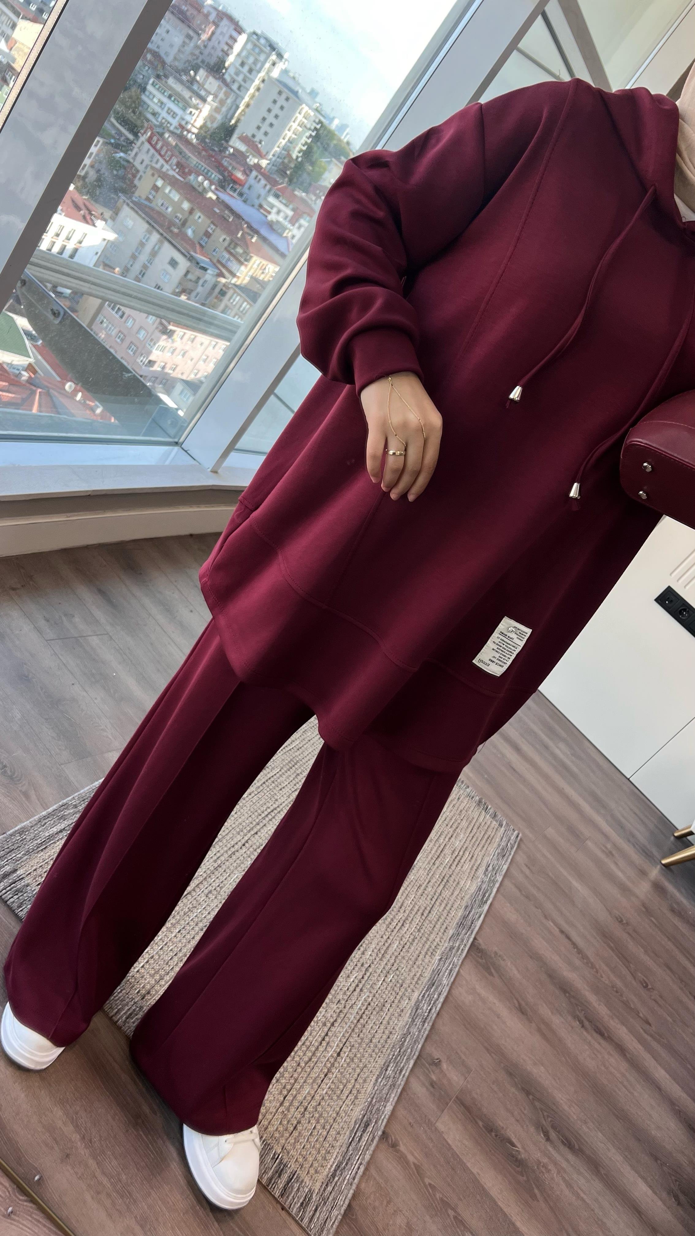 Kapşonlu Oysho Takım BordoDubaiShowroomTAKIM43003