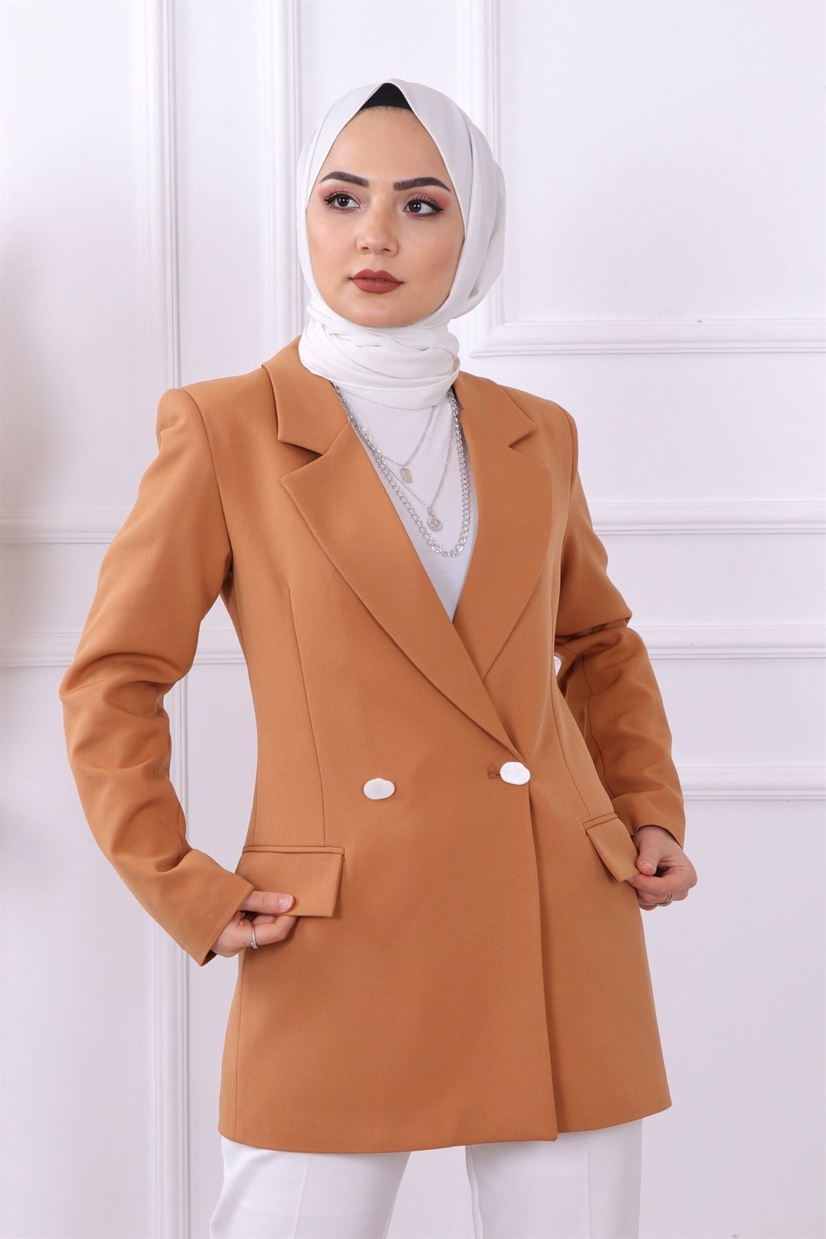 hyl 2 düğmeli ceket taba