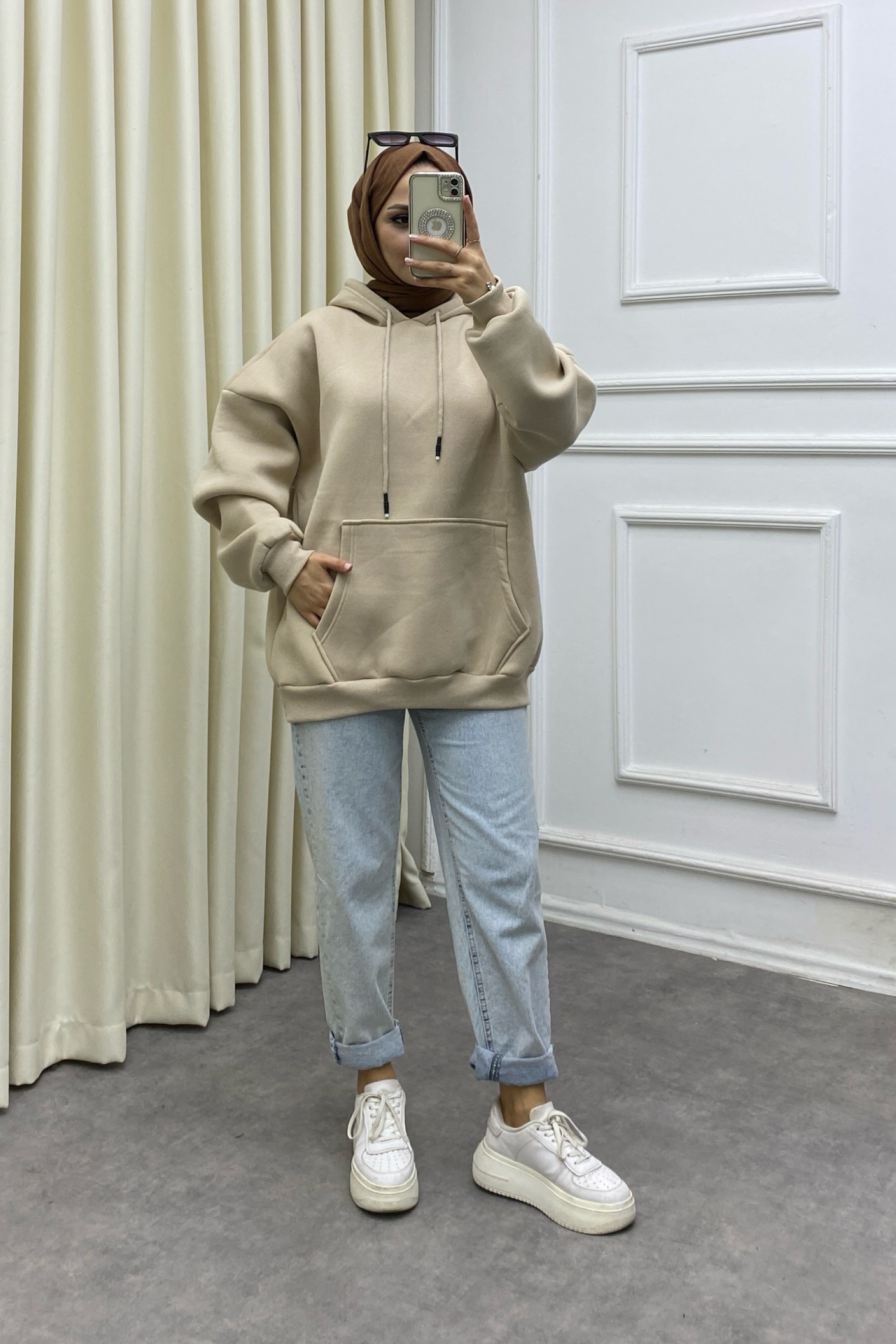 İçi şardonlu sweat bej