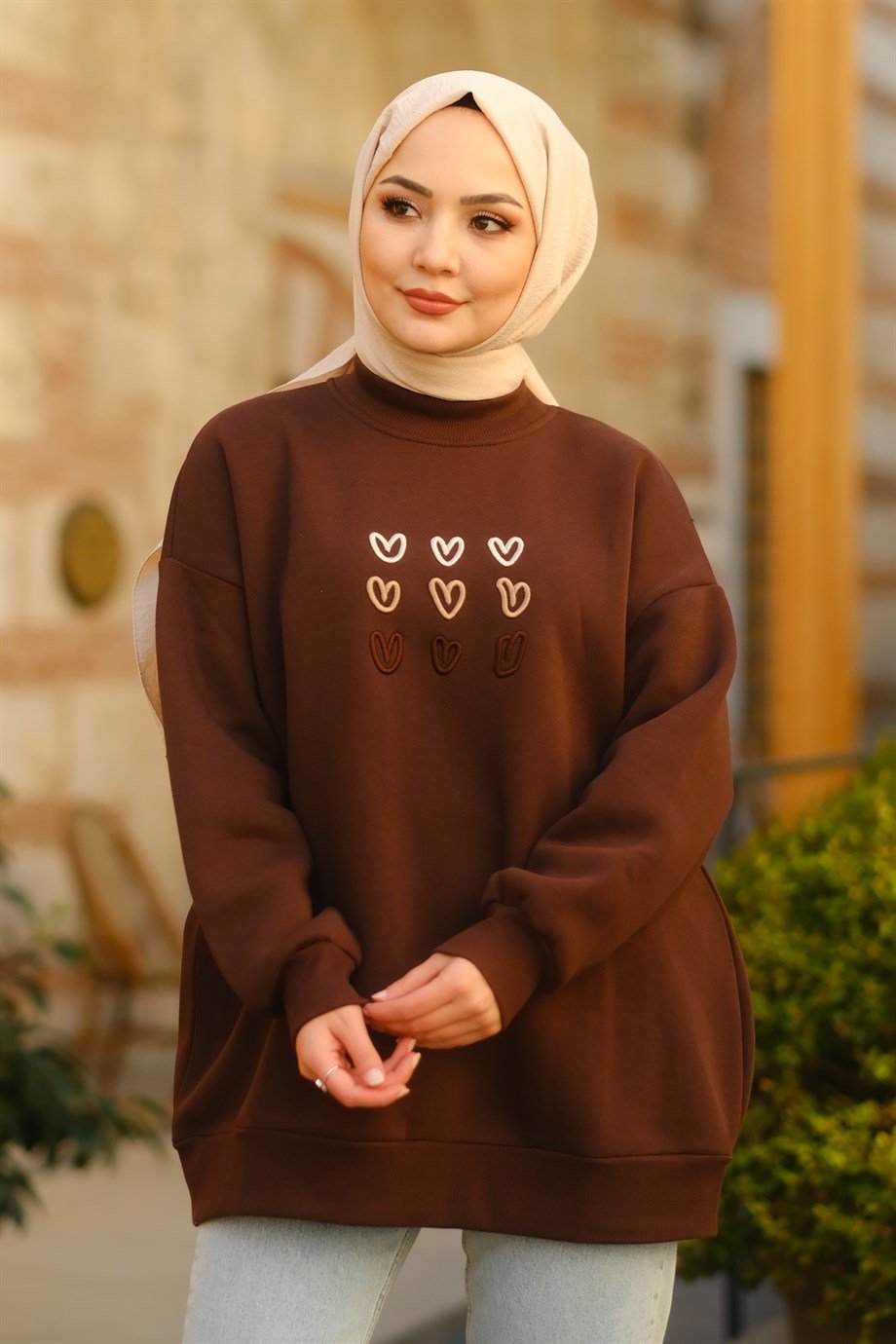 KALP DESENLİ SWEAT KAHVE