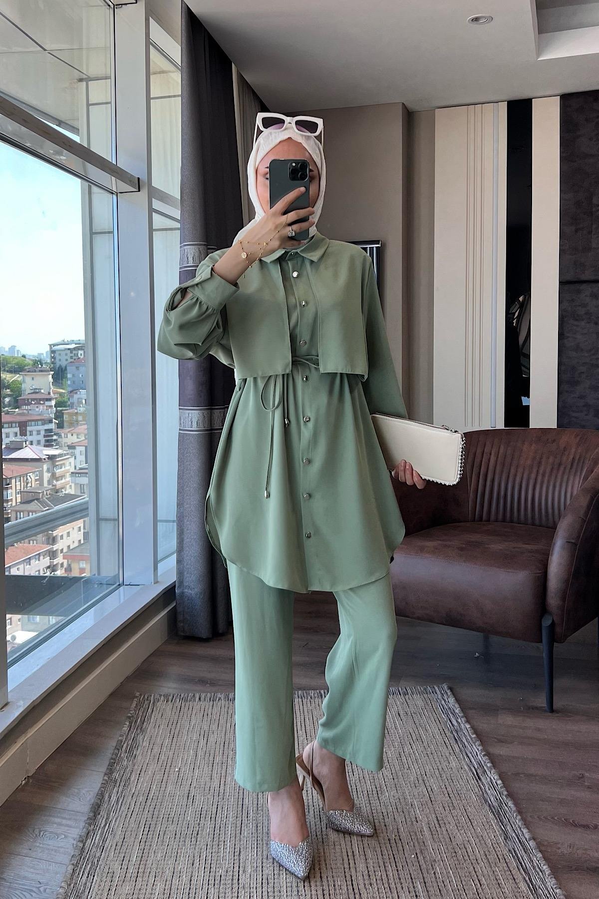 Kapaklı Takım Mint Yeşili