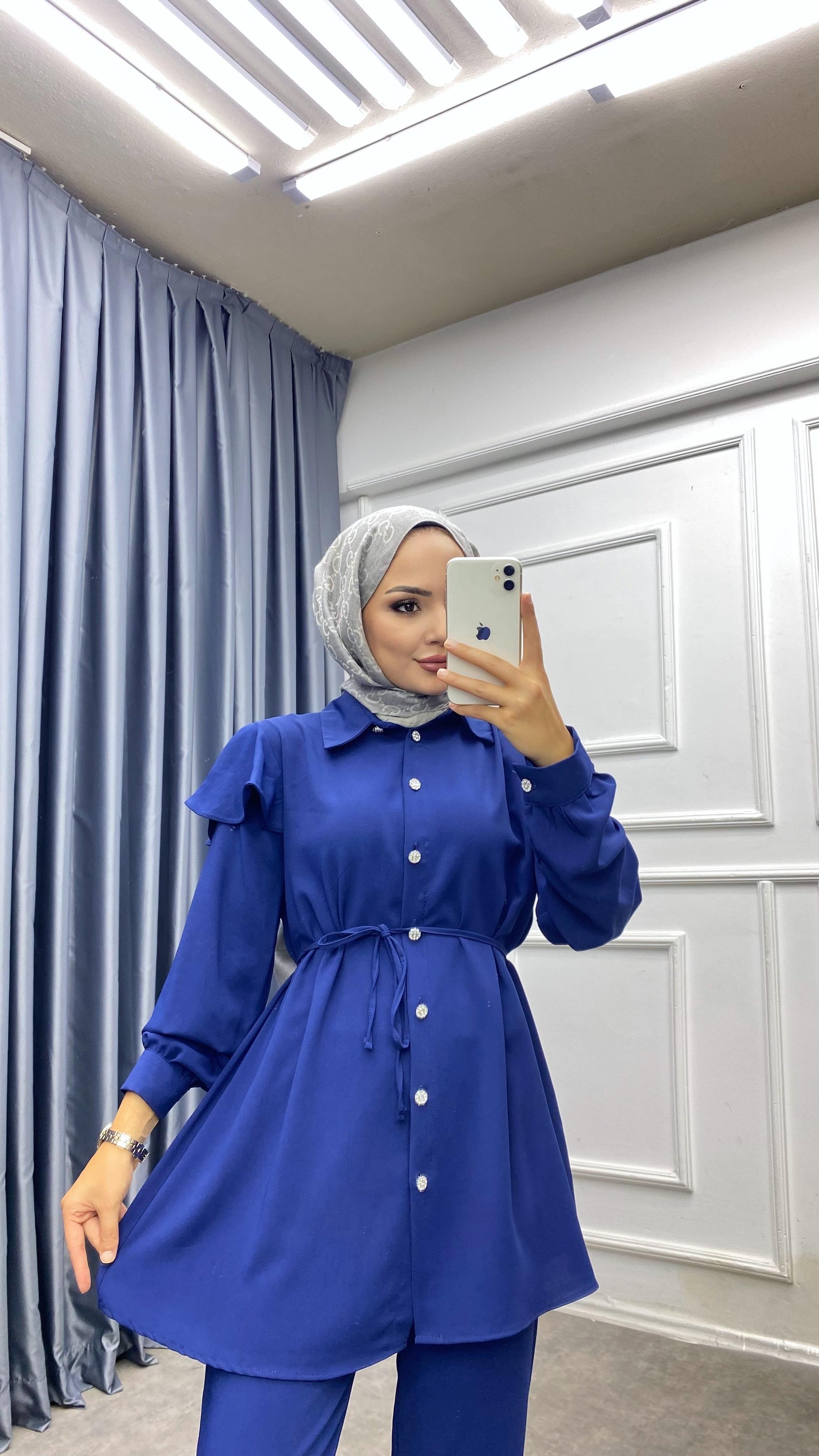 Kolları volanlı takım Lacivert 
