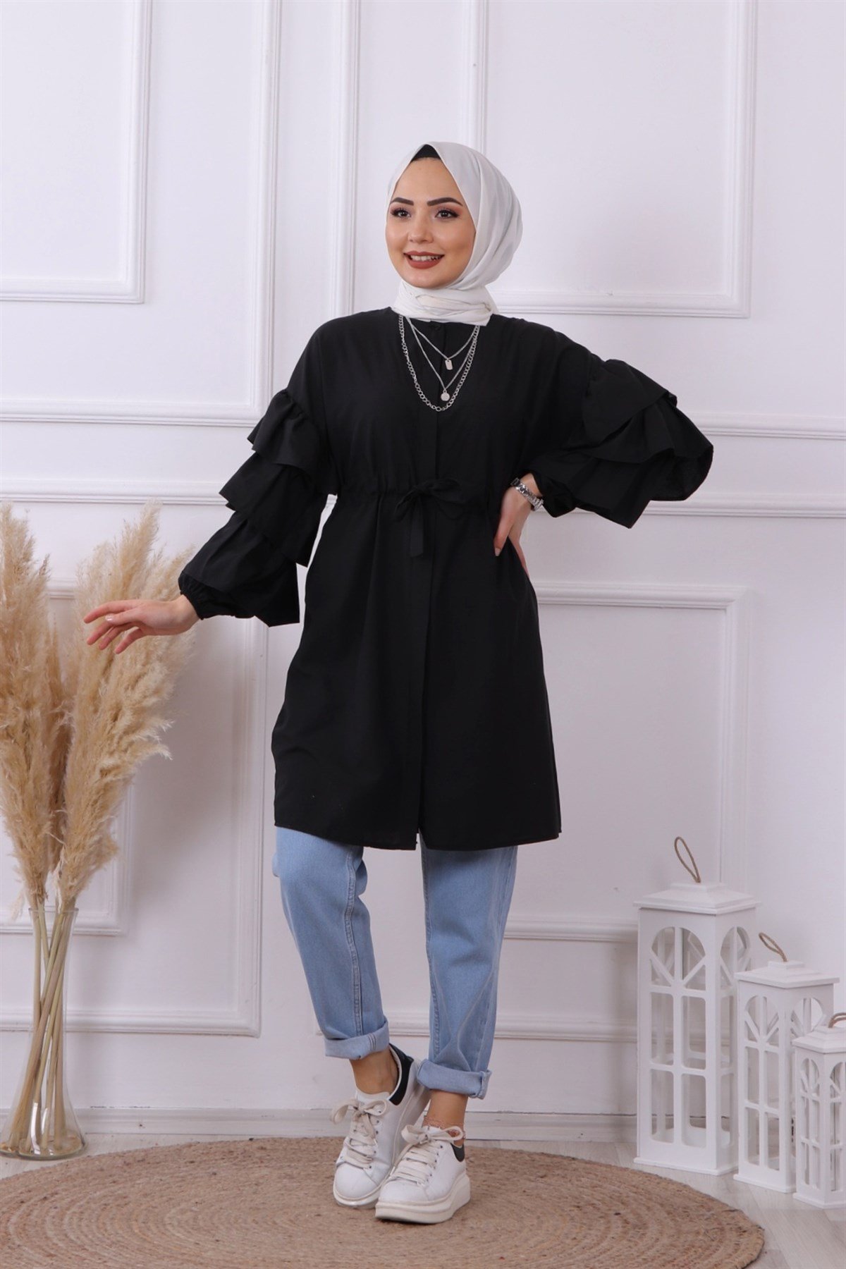 kolu kat kat tunik siyah