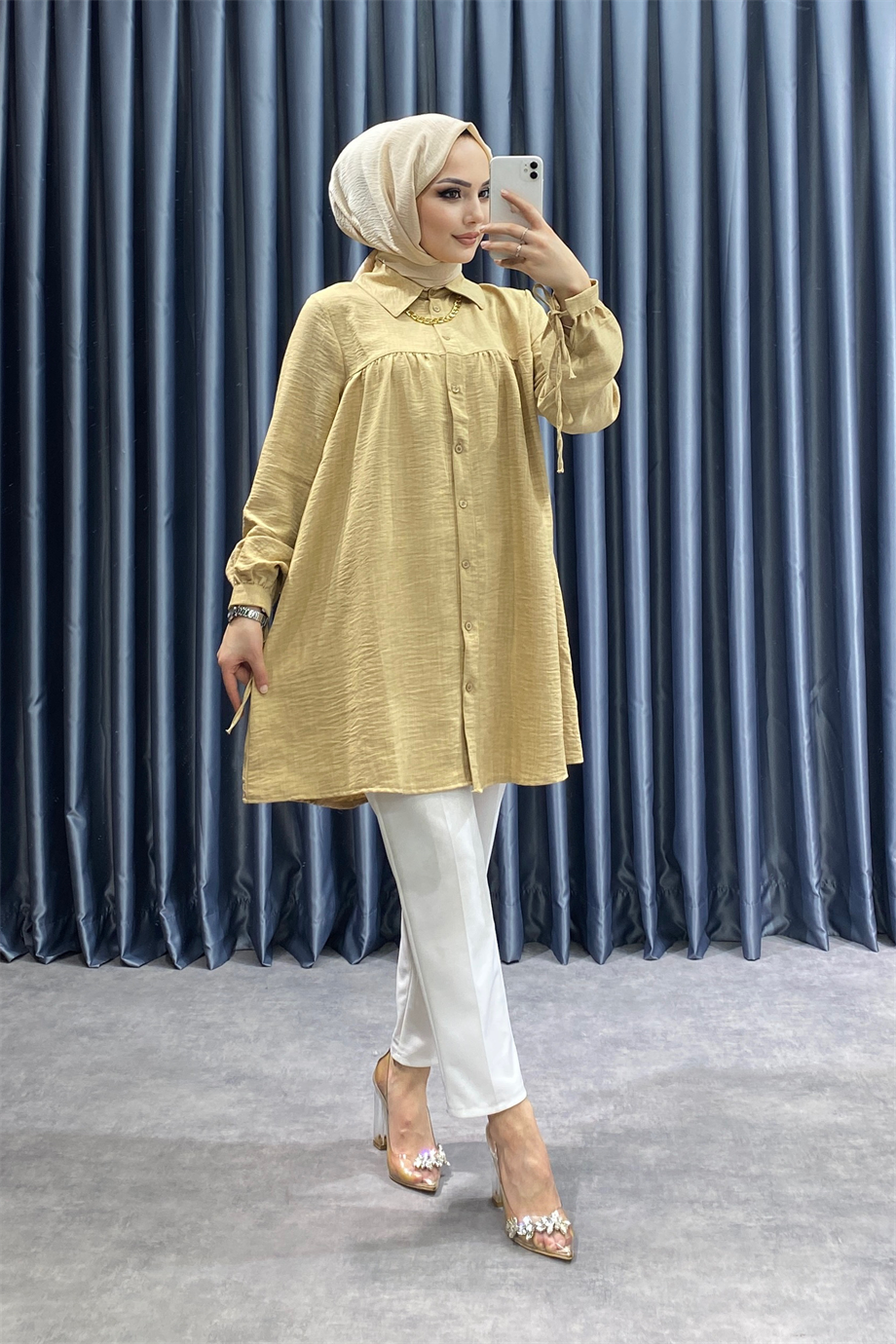 Kolyeli tunik camel