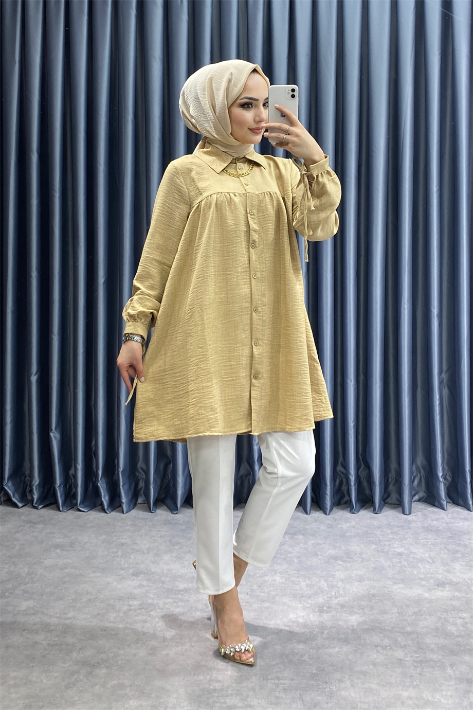 Kolyeli tunik camel