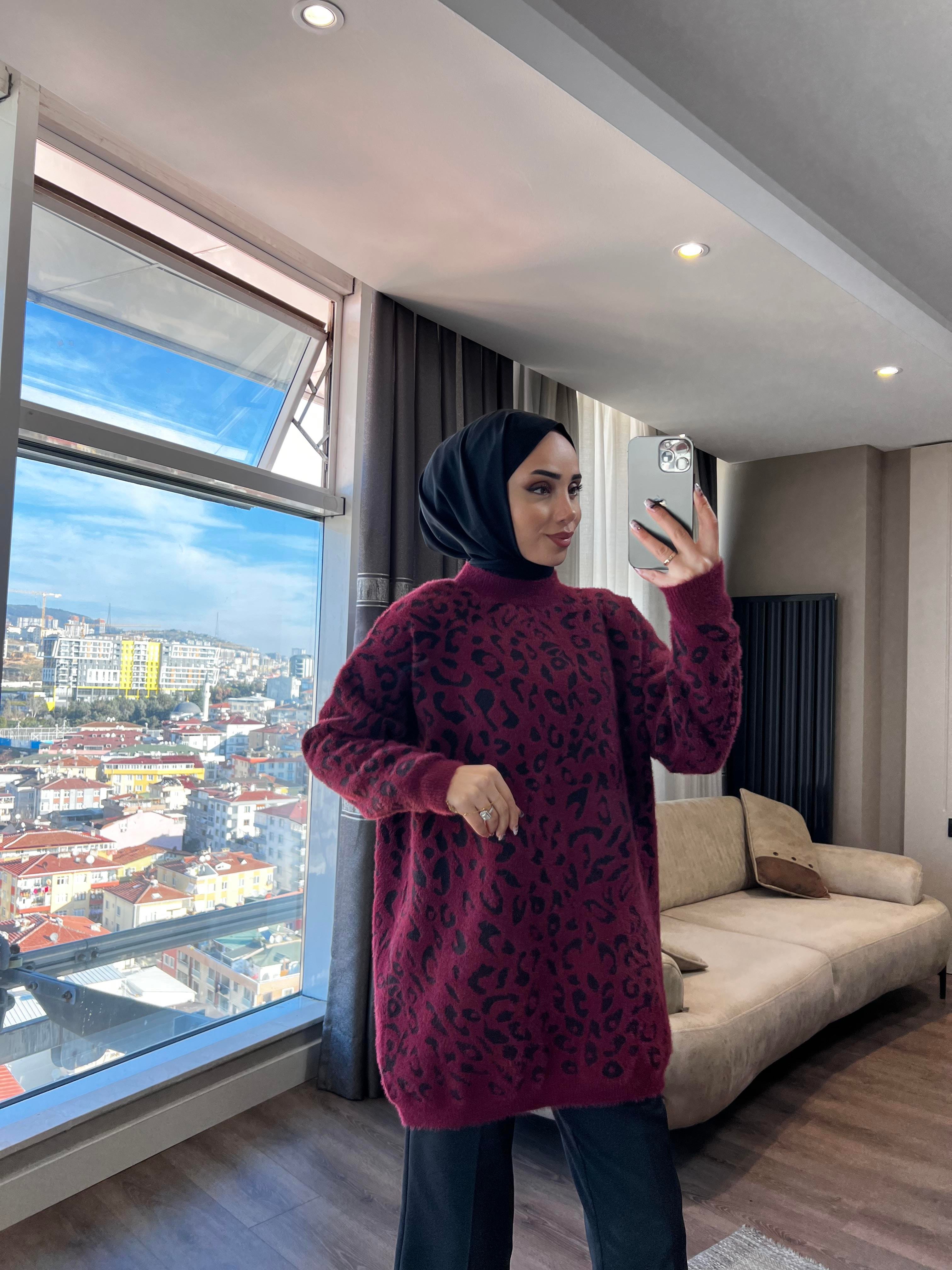 Leopar Yumoş Tunik Bordo