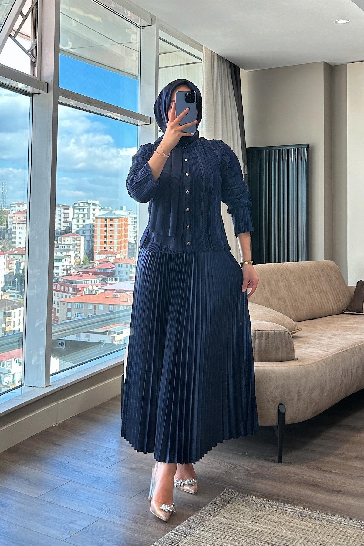 Merserize Simli Hırka Lacivert
