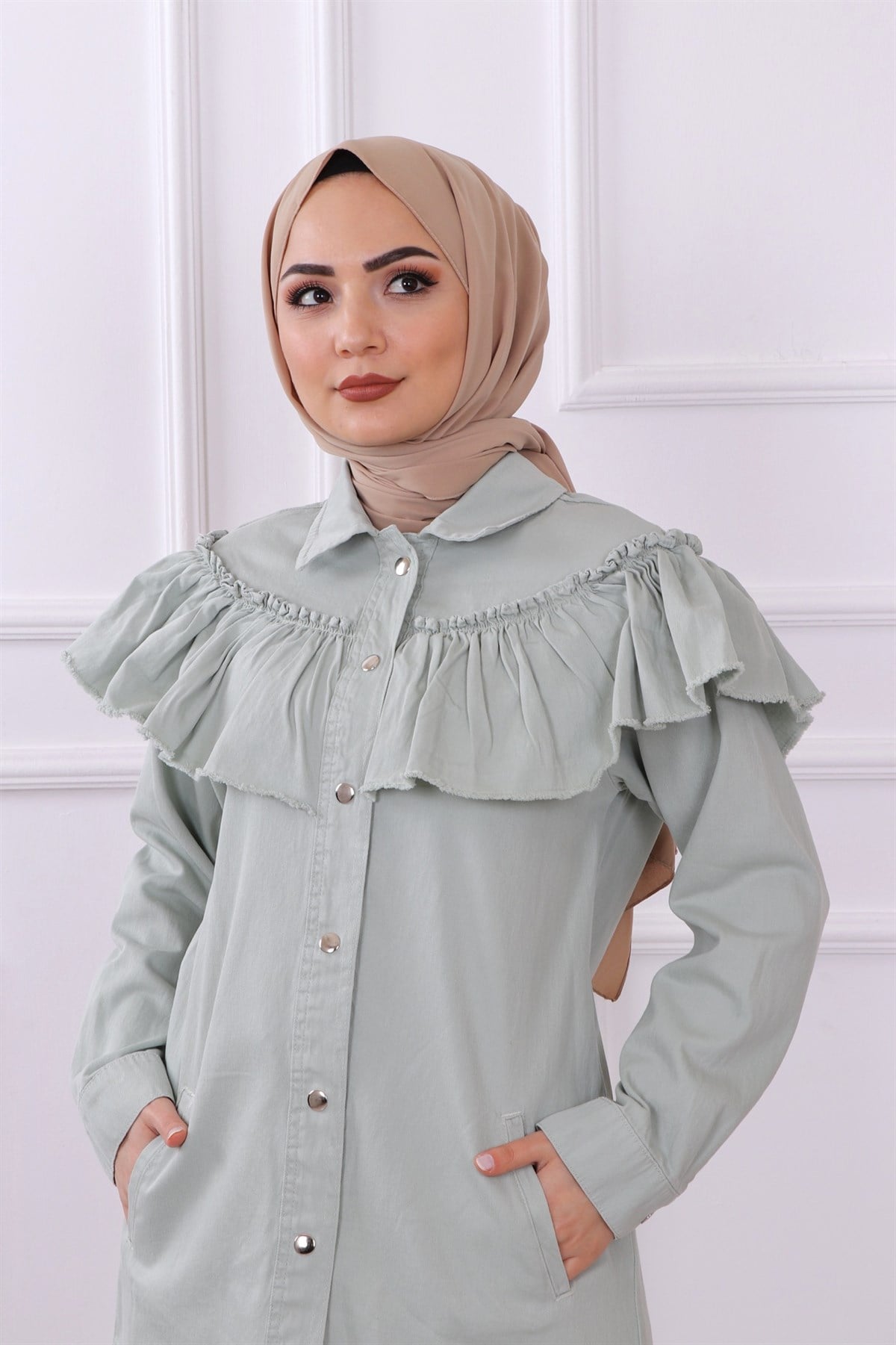 önden düğmeli tunik