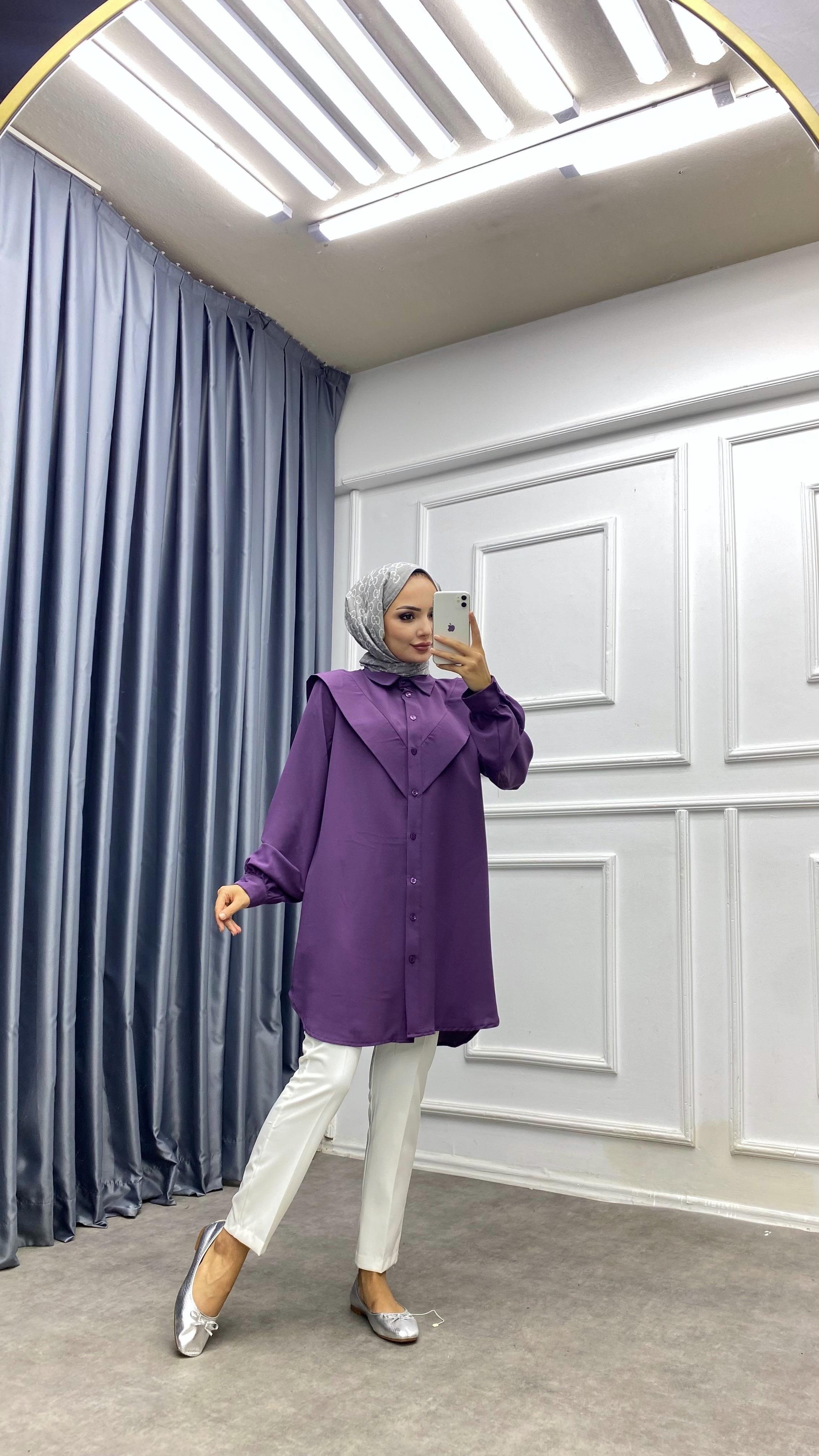 Pelerinli Tunik Mor
