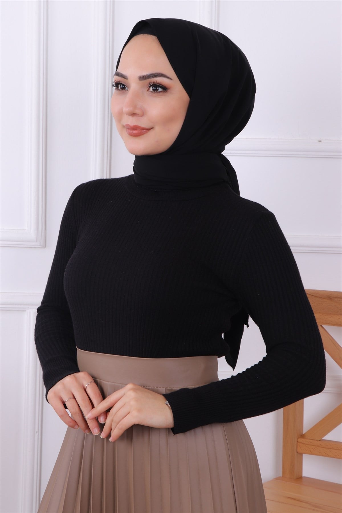 PLİSELİ DERİ ETEK VİZON