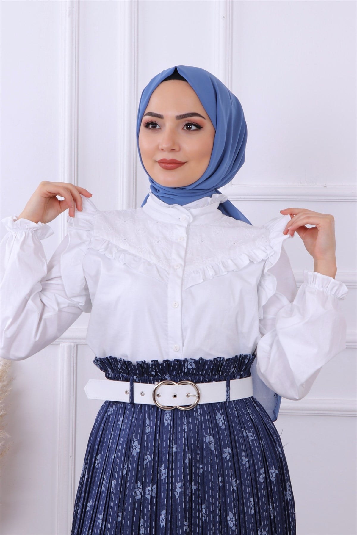 Pliseli kemerli etek 