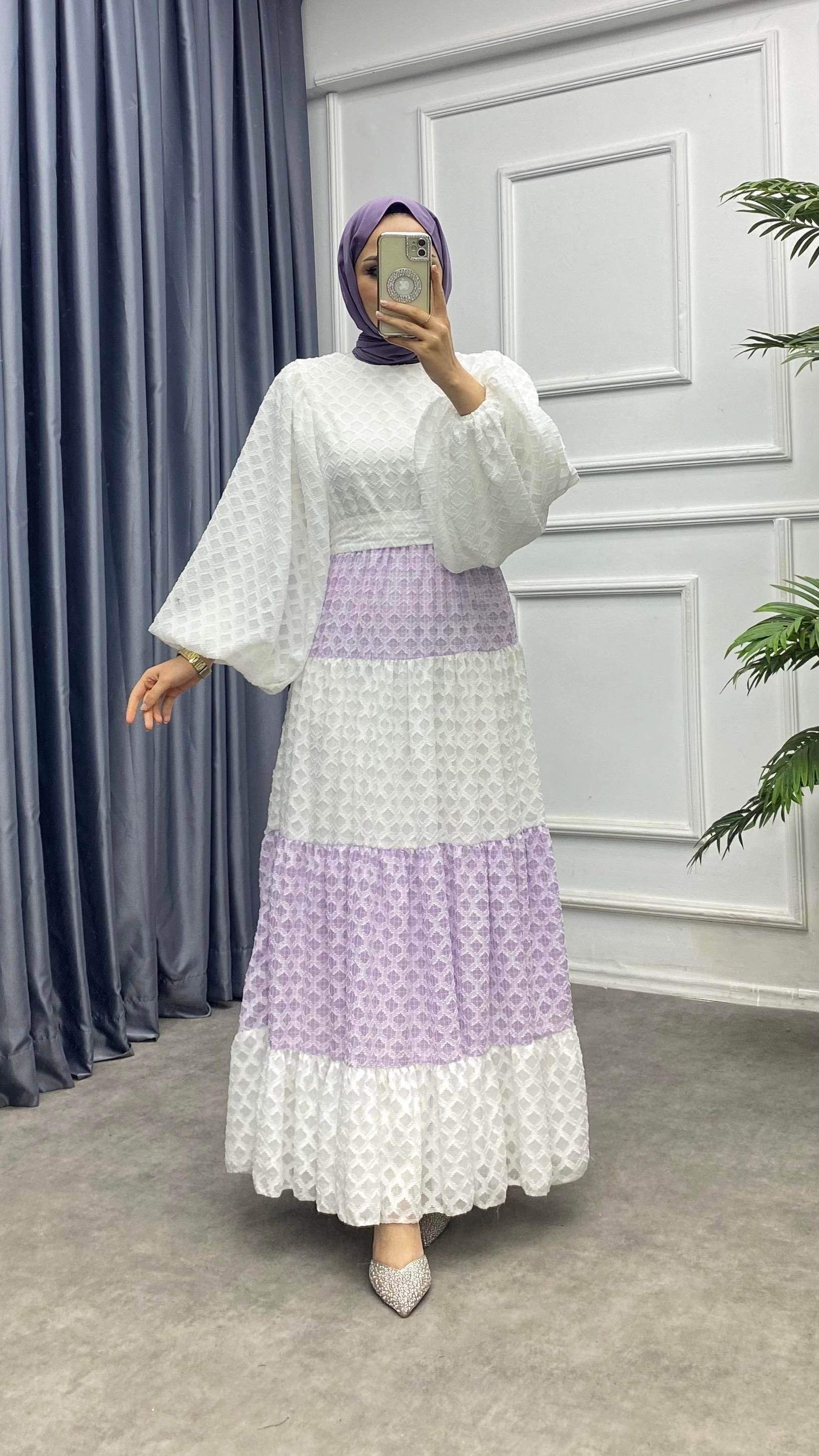 Renk geçişli elbise mor 