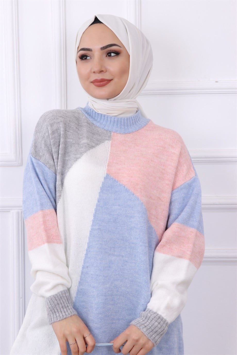 RENK GEÇİŞLİ TRİKO TUNİK PUDRA-BEBE MAVİSİ