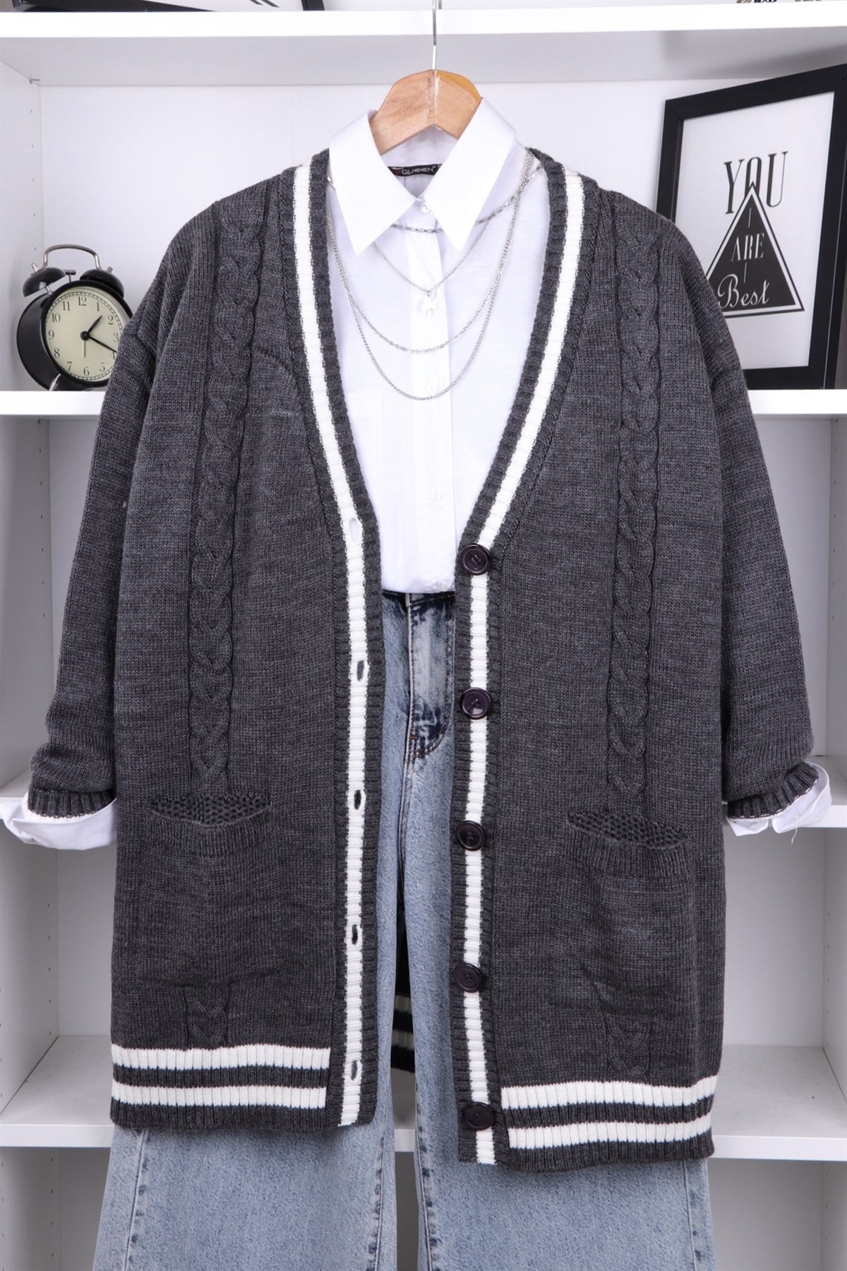 ŞERİTLİ HIRKA ANTRASİT