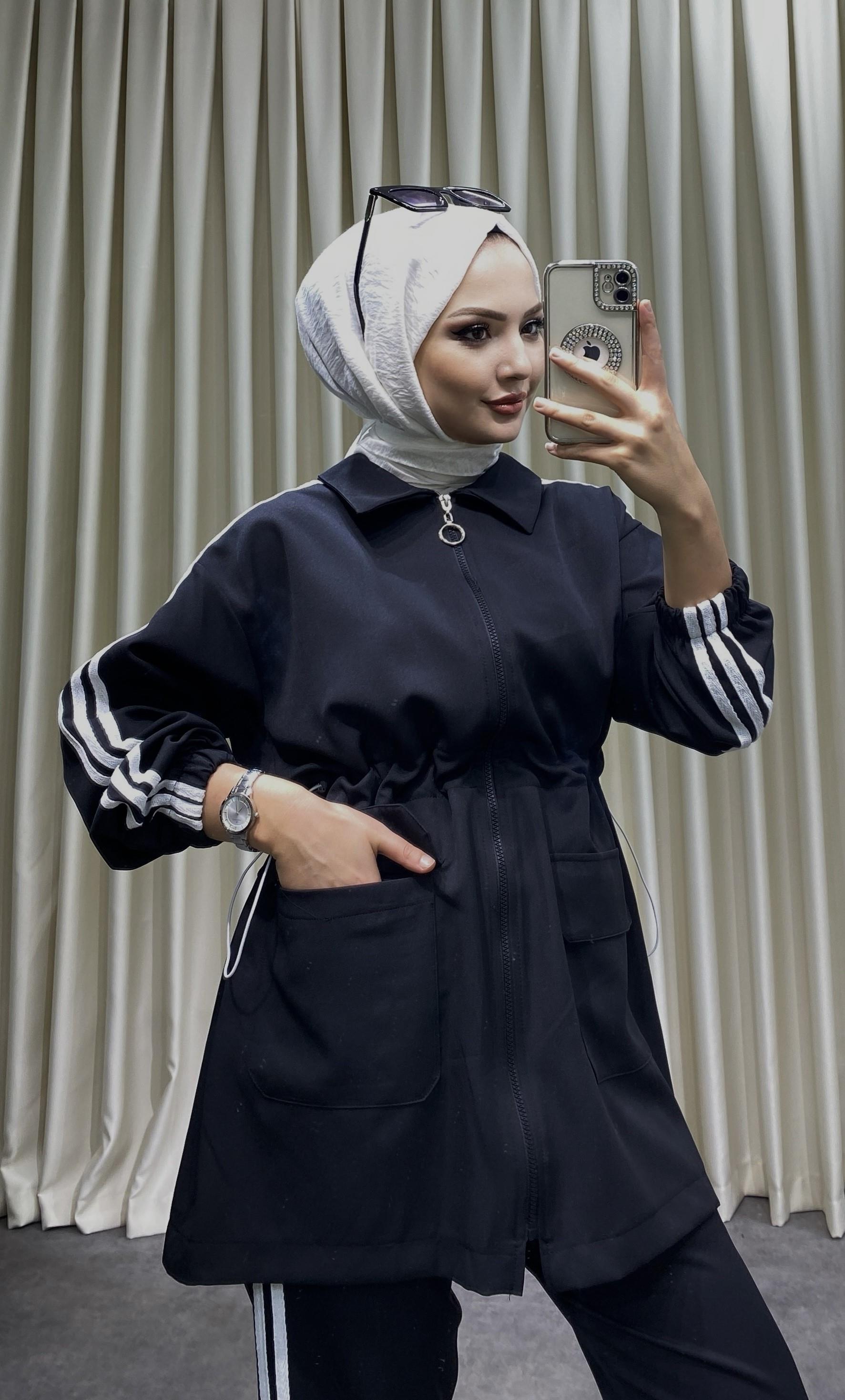 Şeritli Takım Siyah