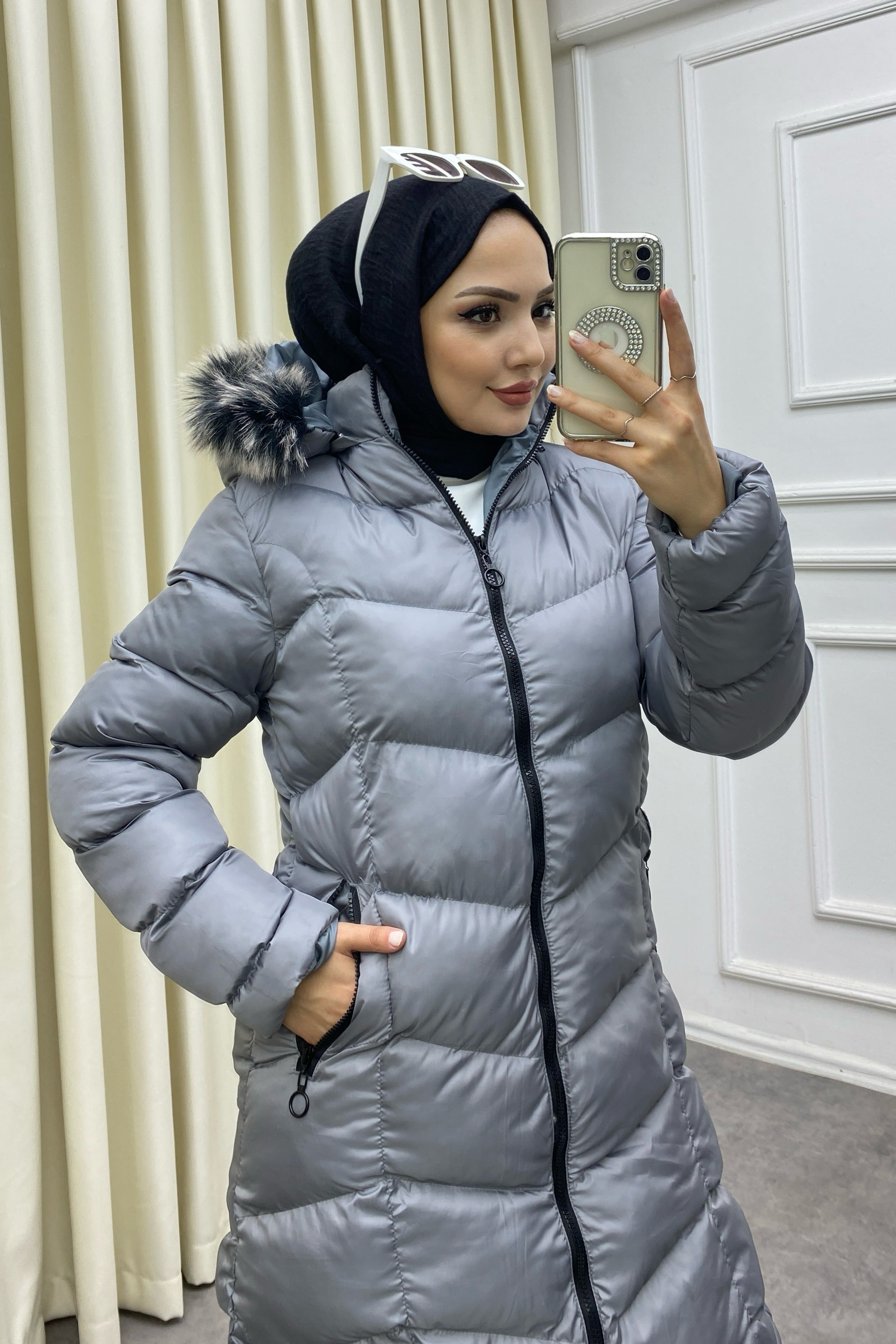 Şişme mont gri