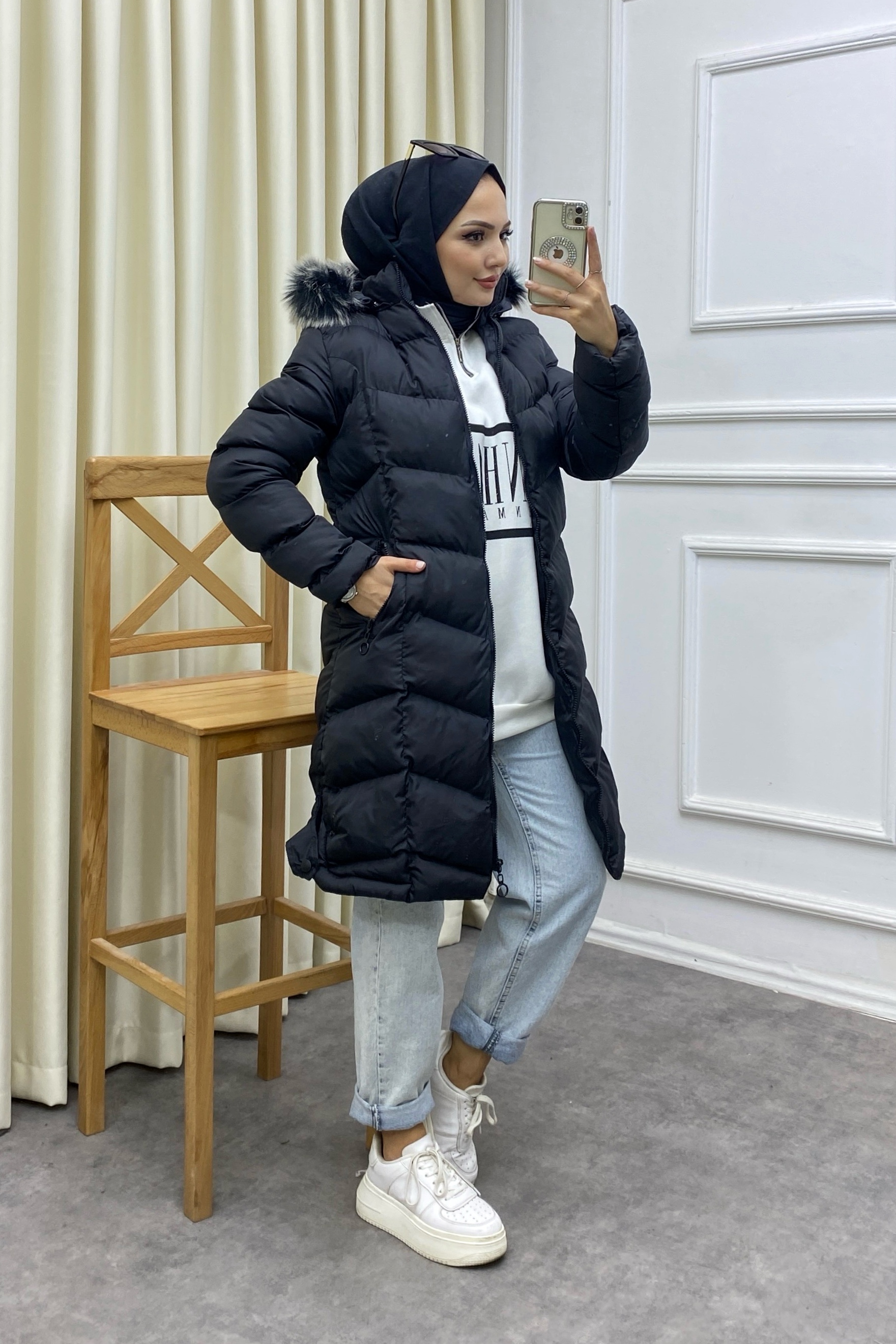 Şişme mont siyah