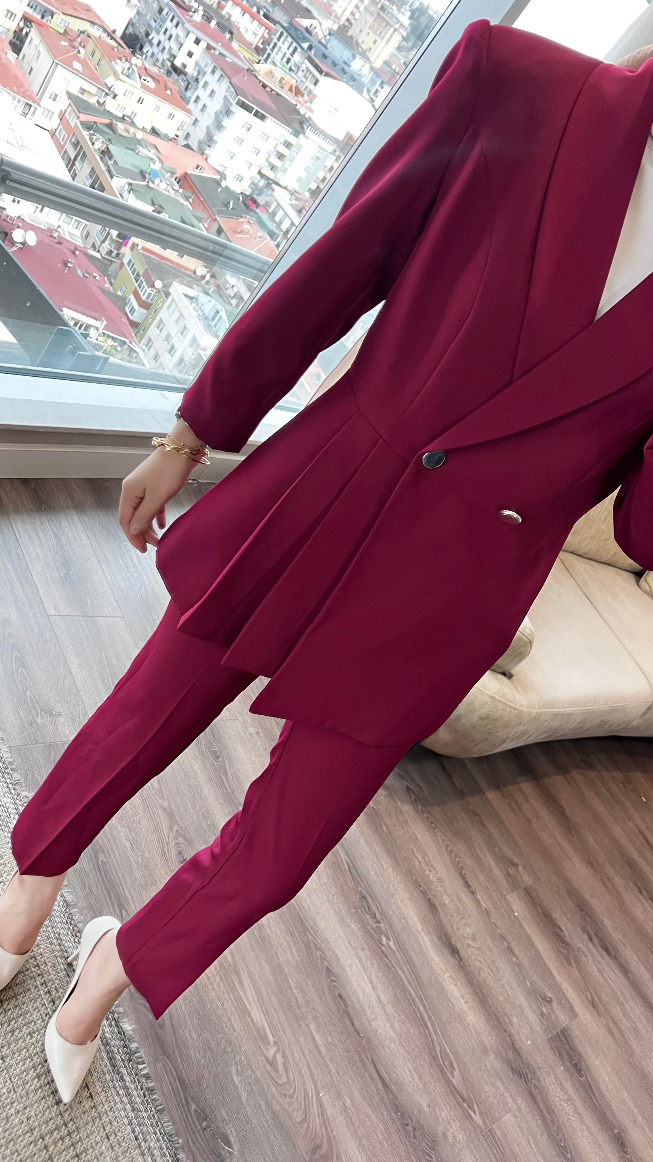 Sol Ön Pile Detay İkili Takım Bordo