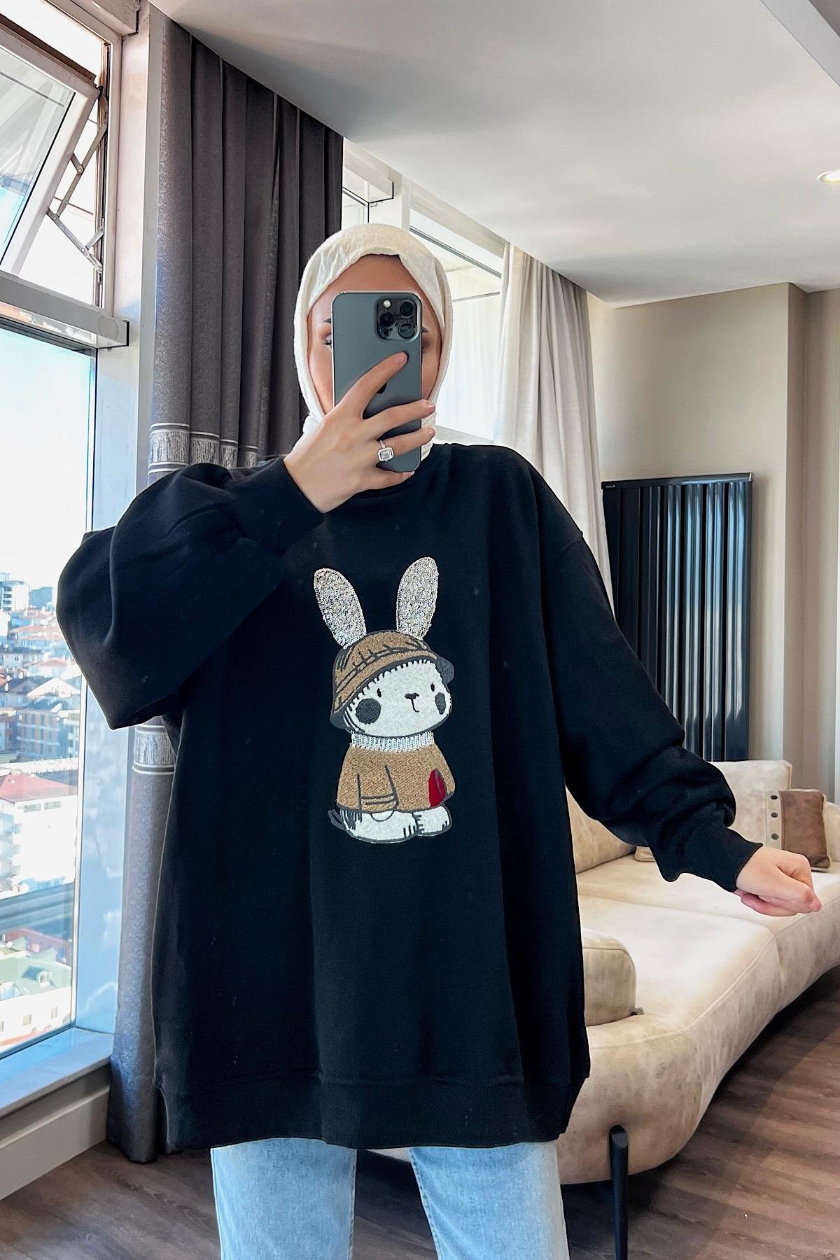 Tavşan Sweat Siyah