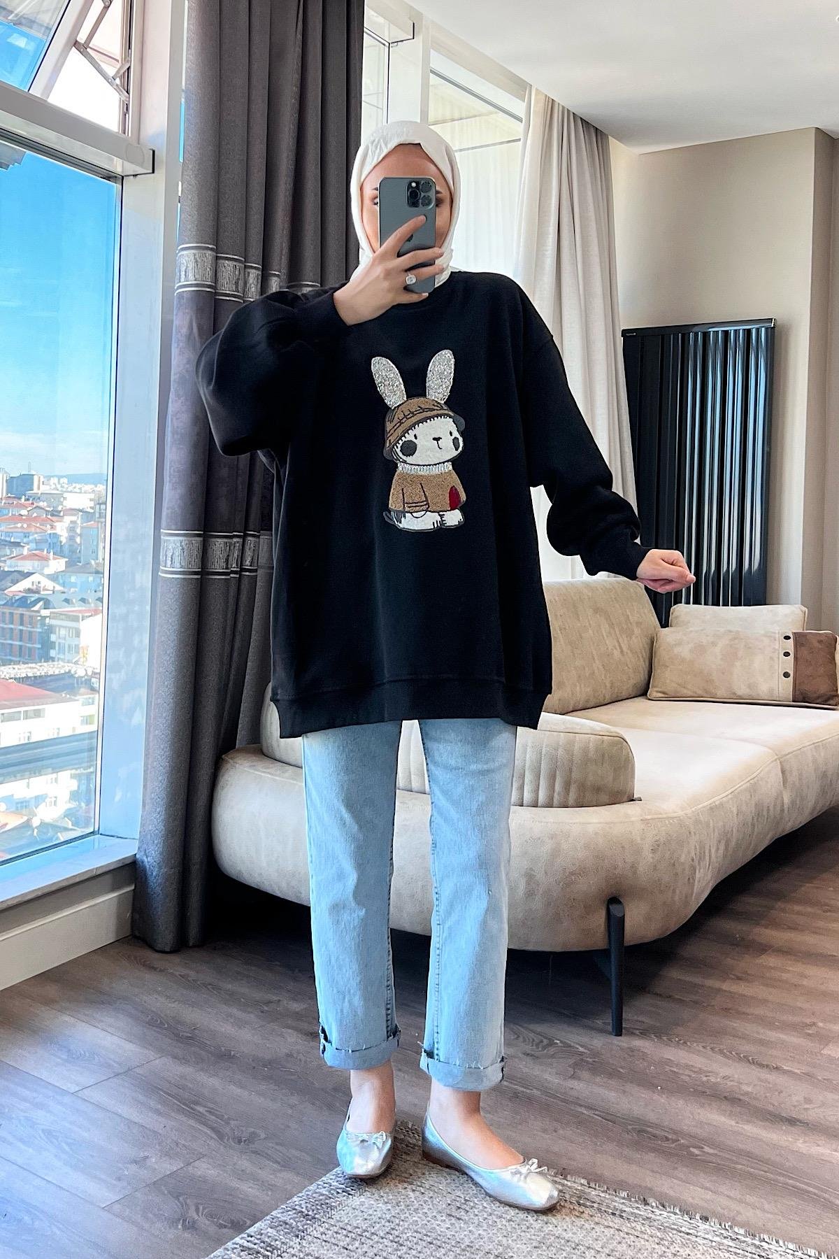 Tavşan Sweat Siyah