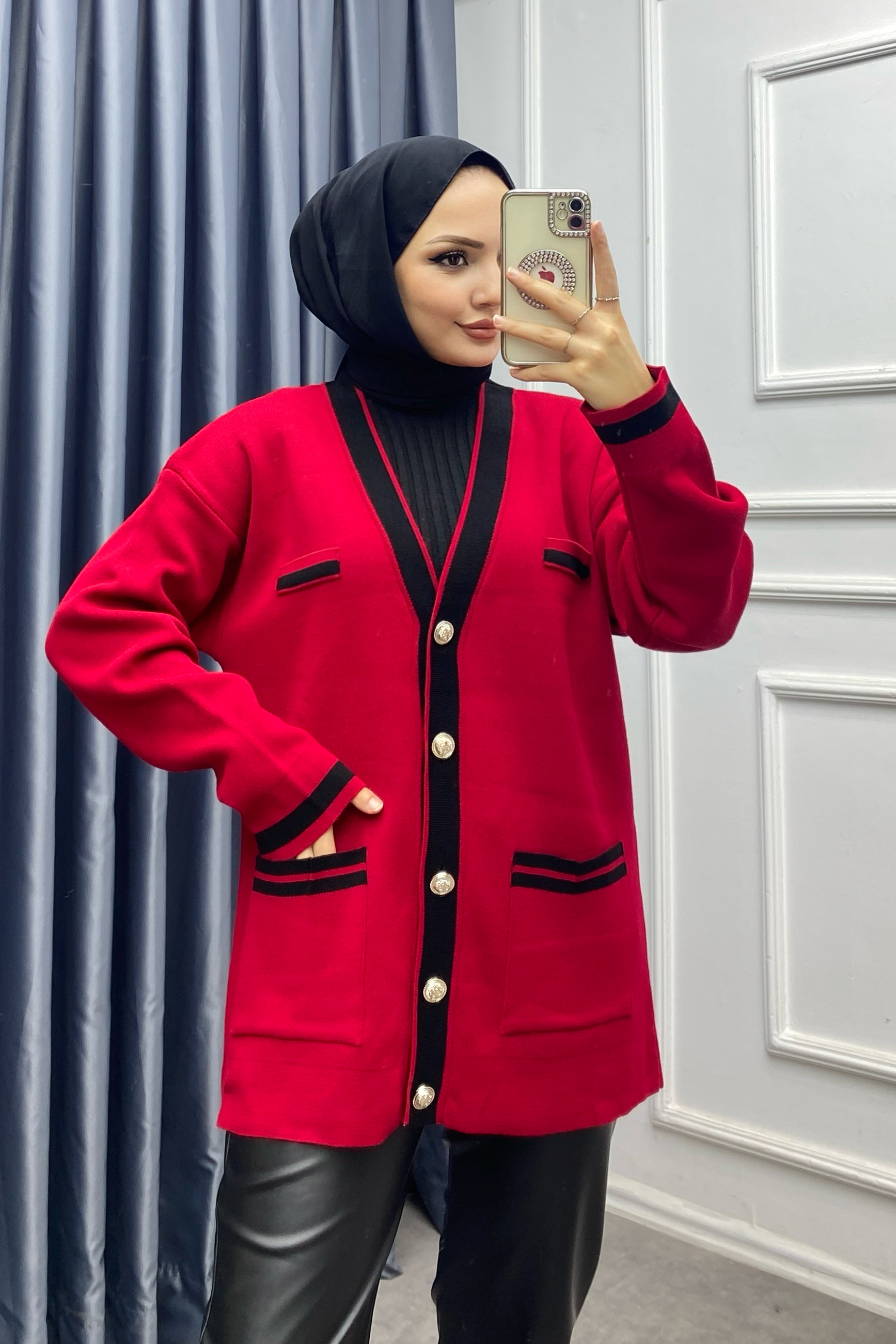 Triko hırka bordo