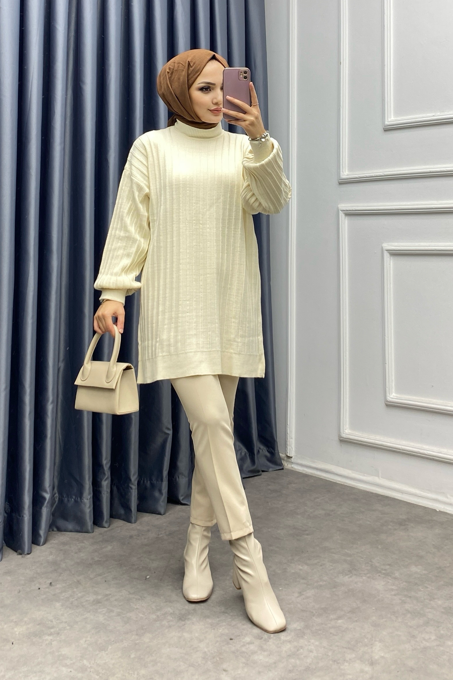 Triko Tunik Krem