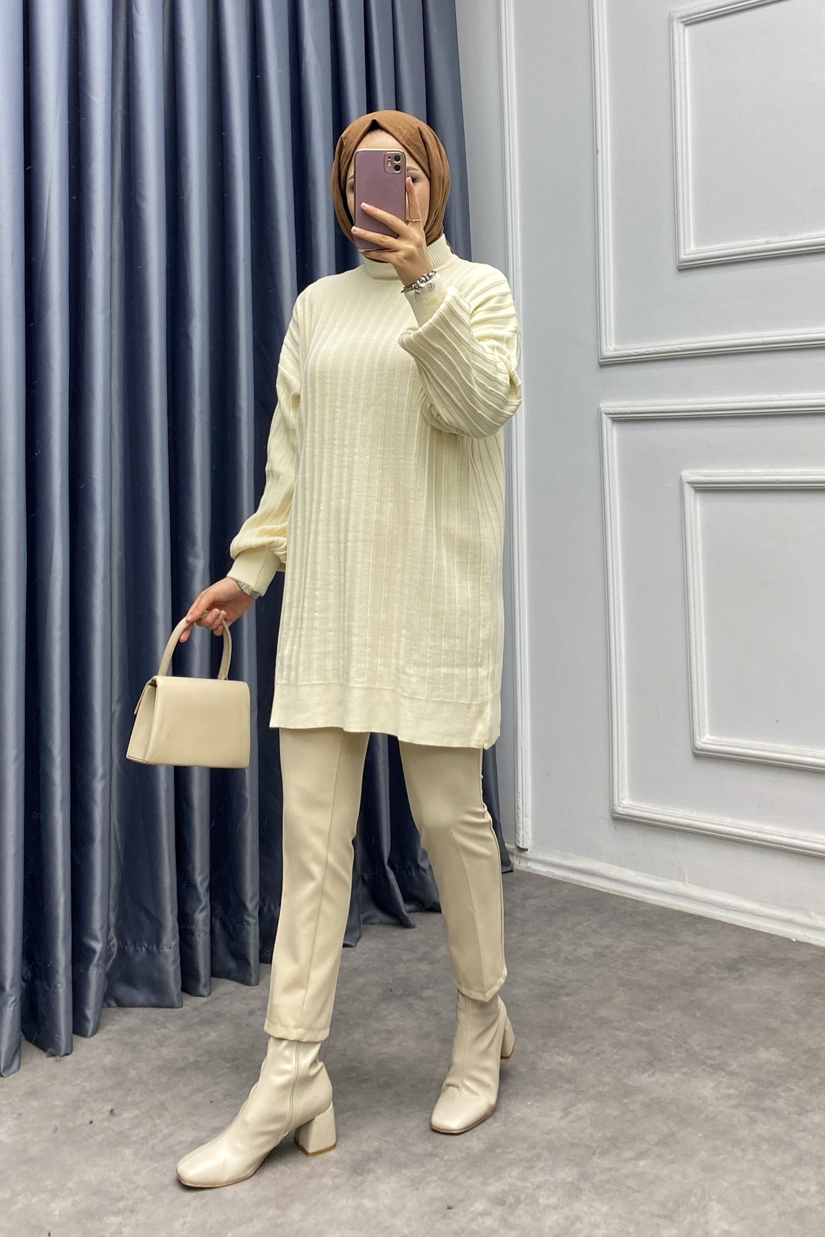 Triko Tunik Krem