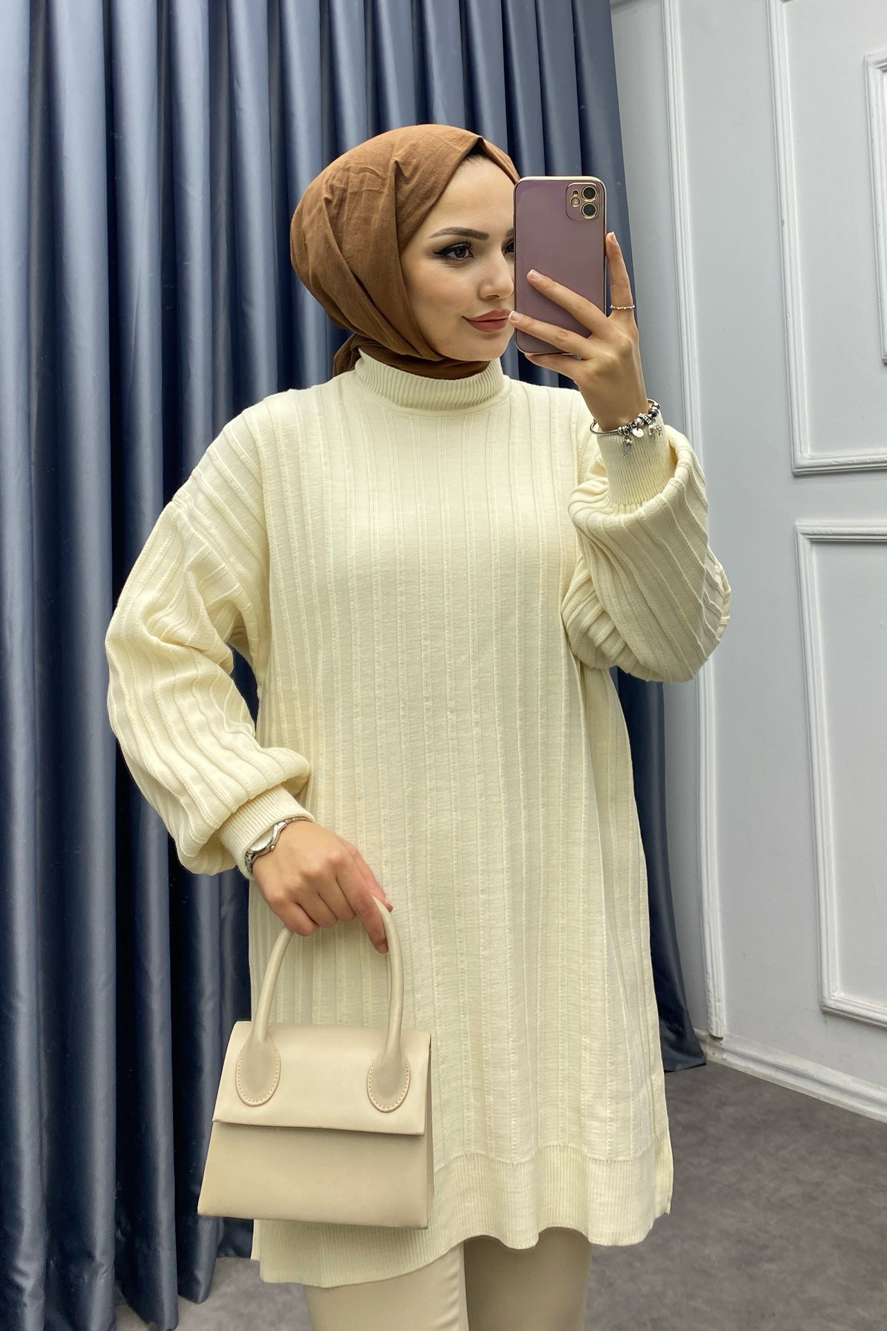 Triko Tunik Krem
