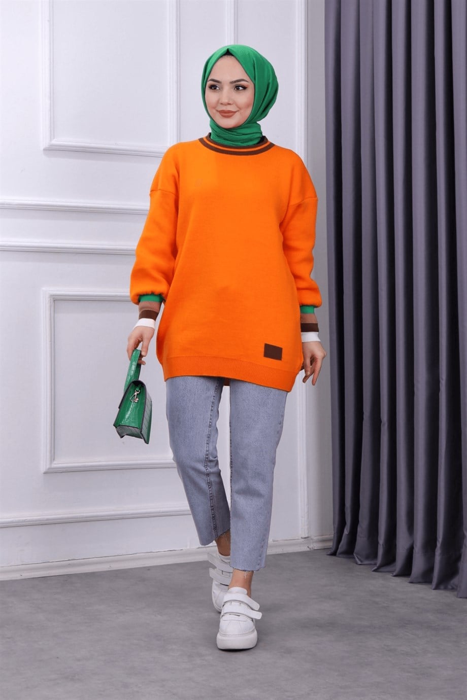 triko tunik turuncu