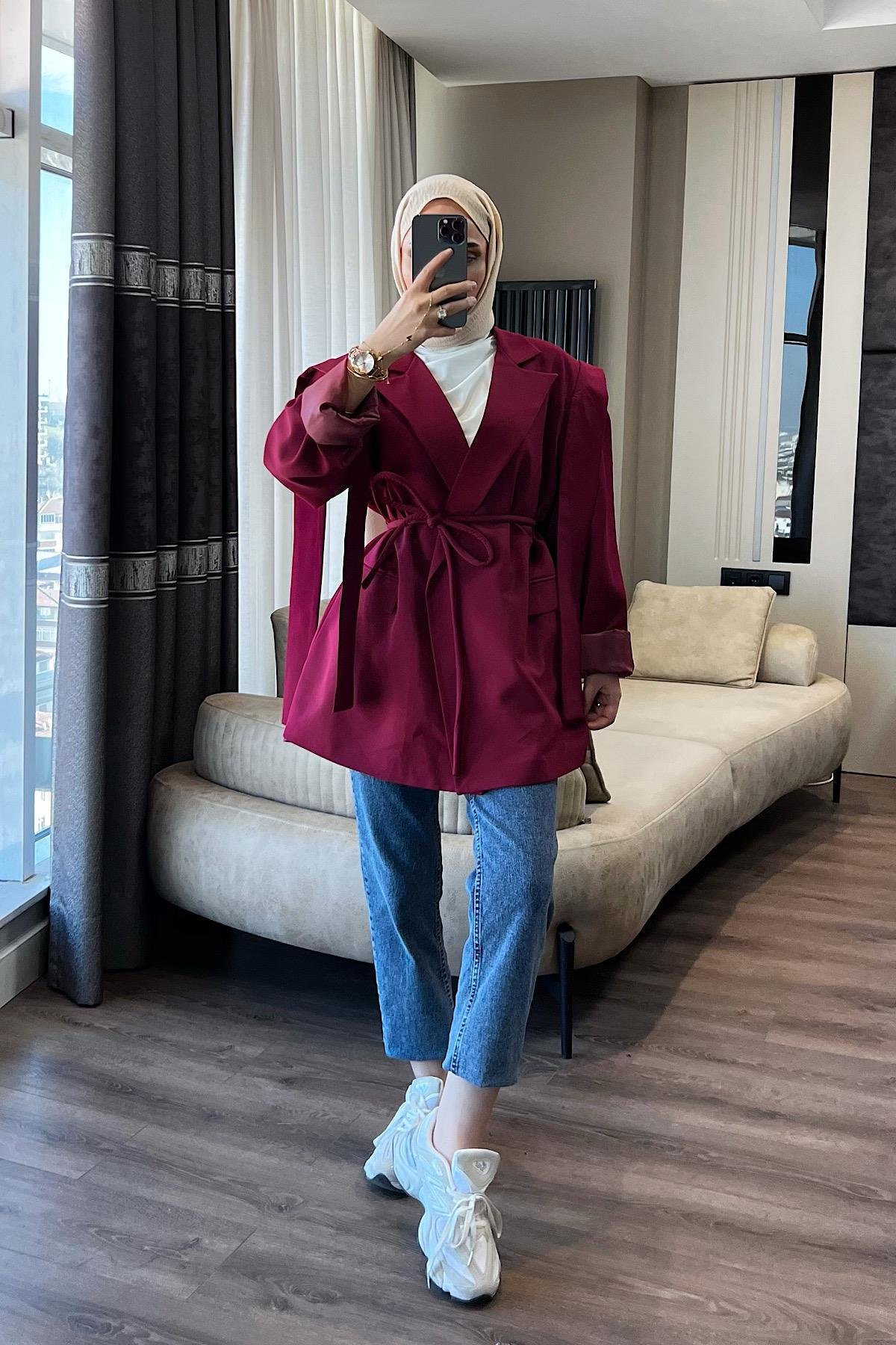 Vera ceket Bordo