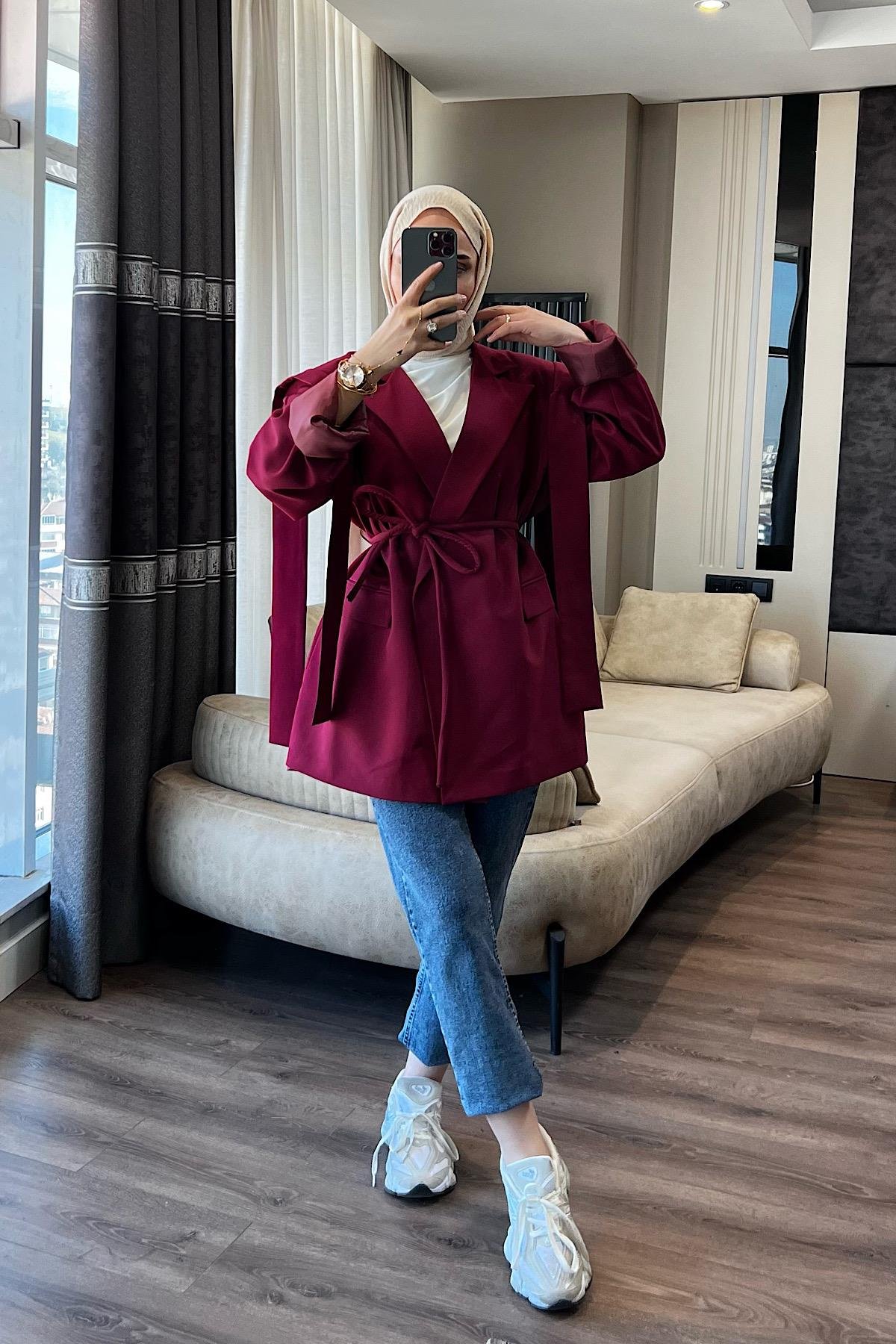 Vera ceket Bordo