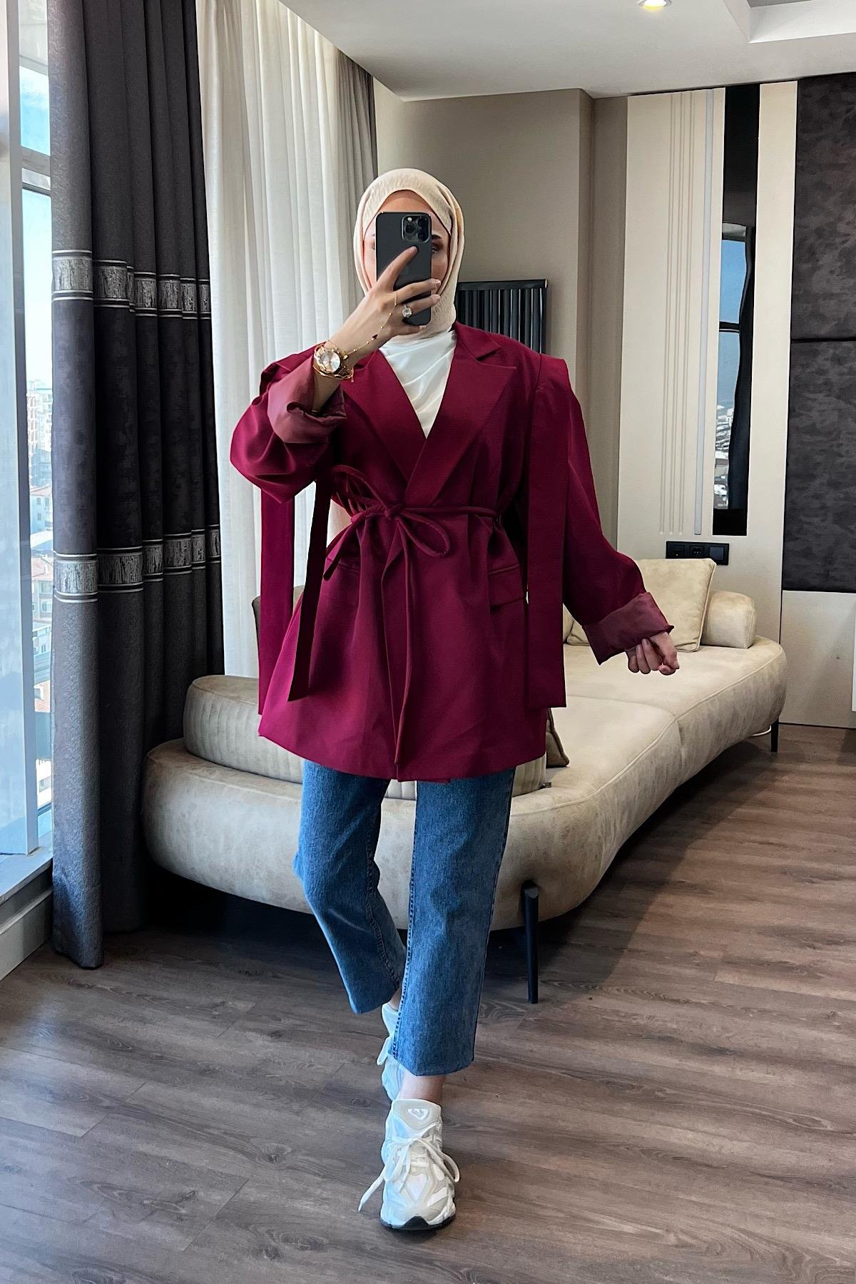 Vera ceket Bordo