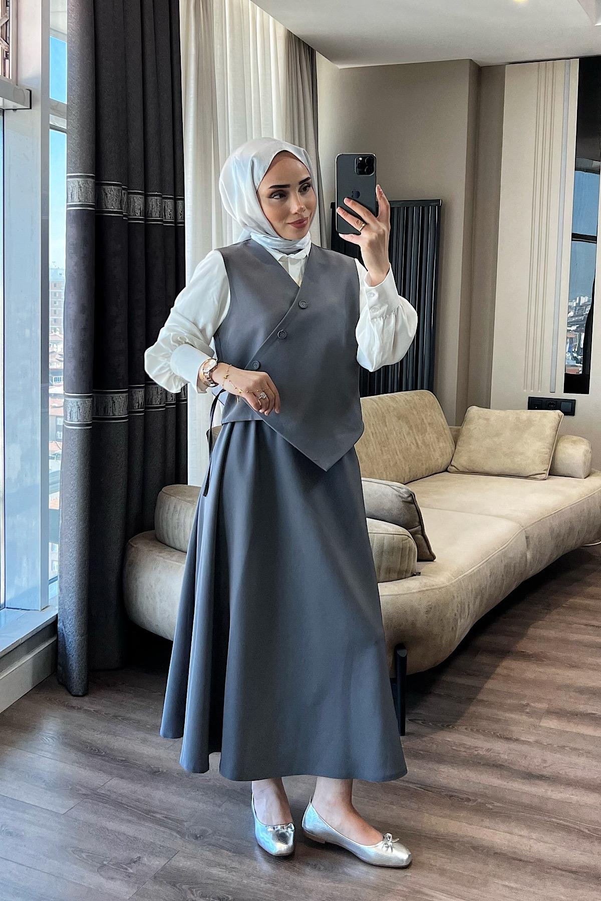 Yandan Bağlamalı takım Gri