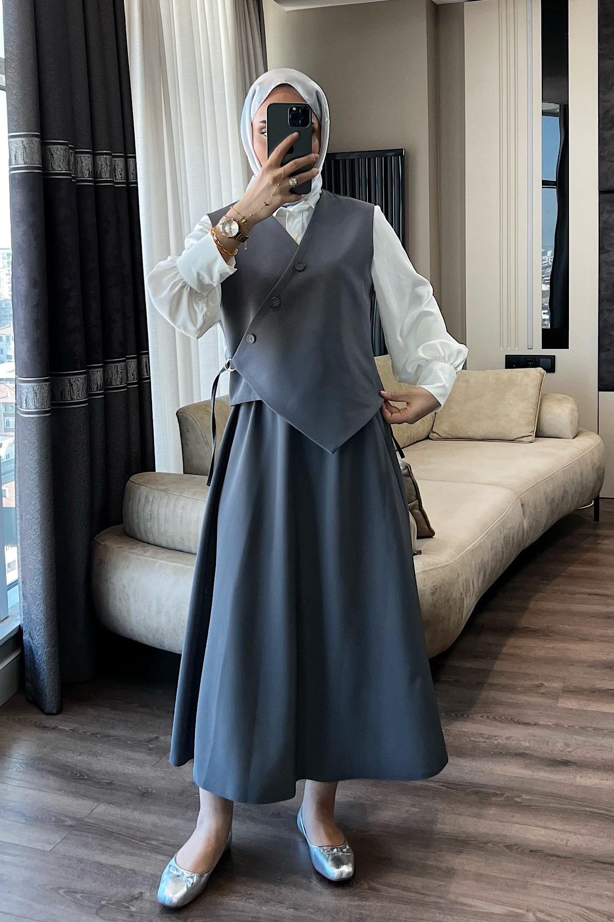 Yandan Bağlamalı takım Gri
