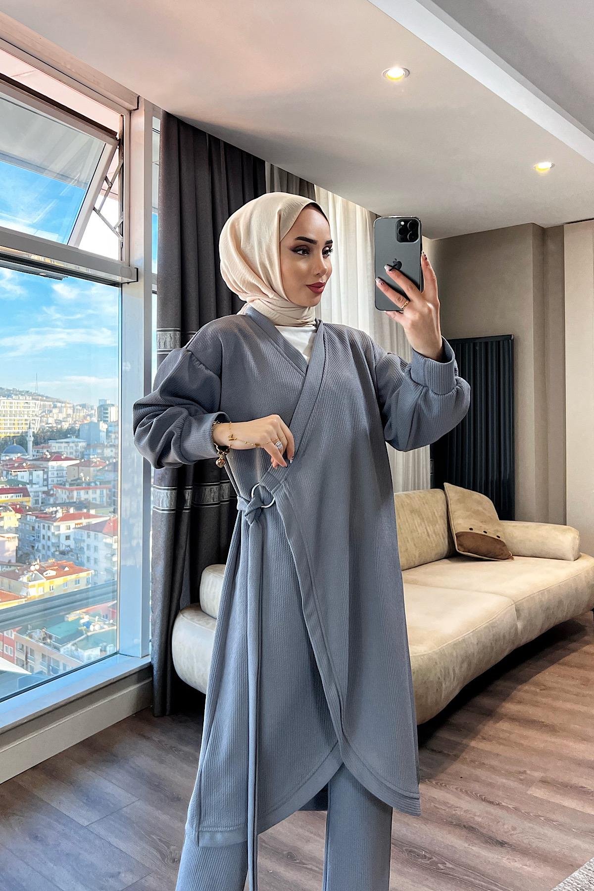 Yandan Bağlamalı takım Gri